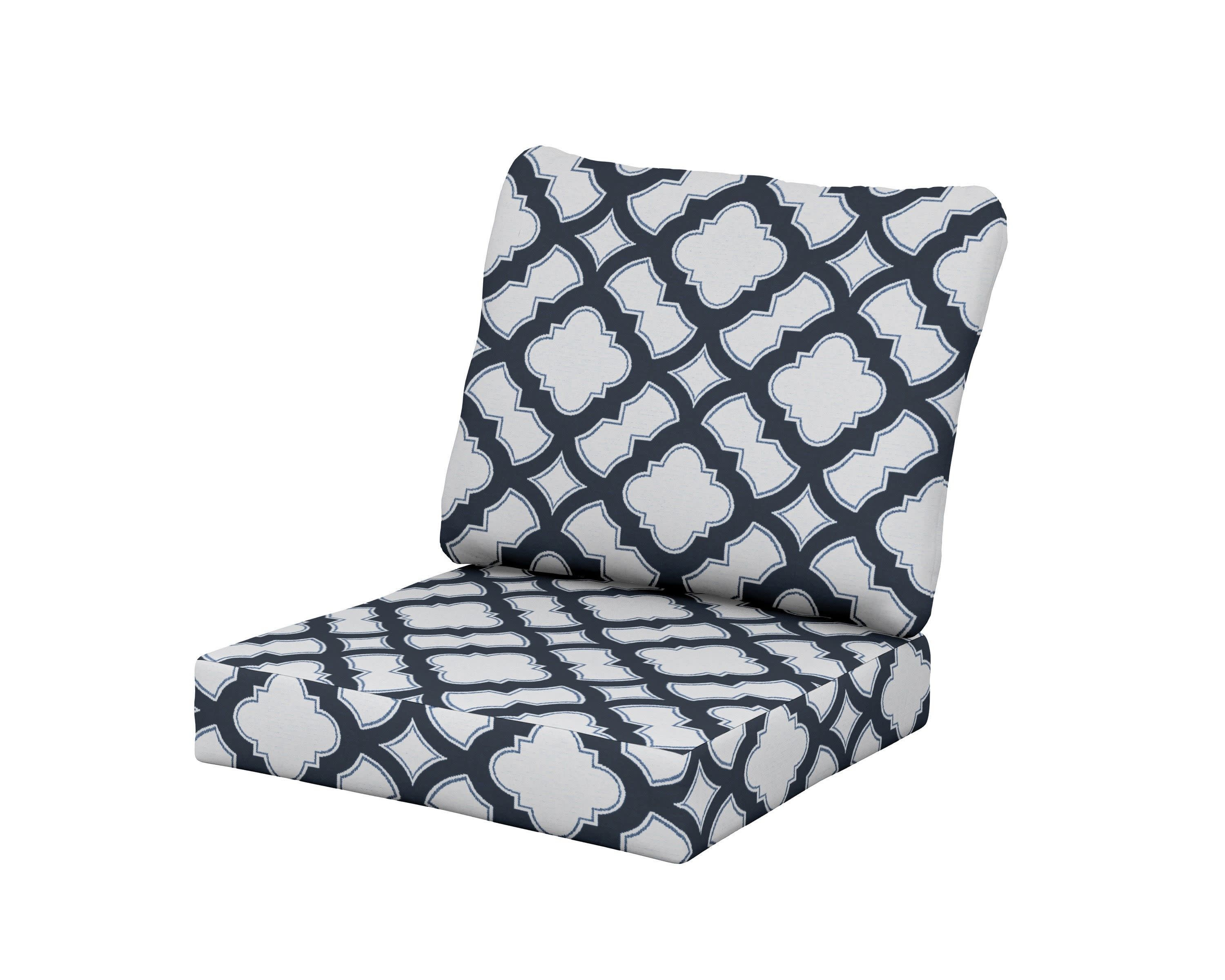 Baffle Seat/Back Cushion in Trellis Marine Indigo