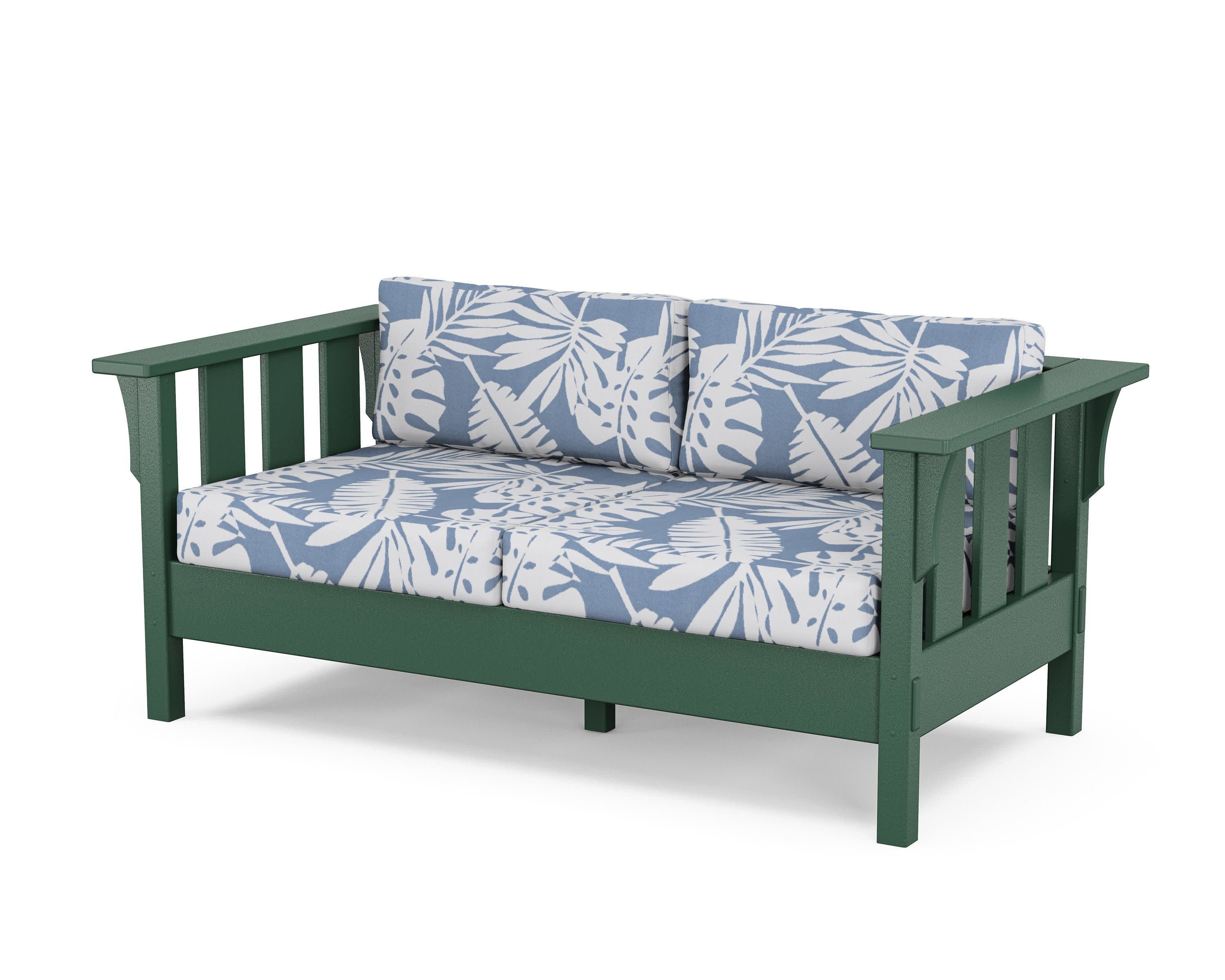 Acadia Deep Seating Loveseat in Green / Leaf Sky Blue