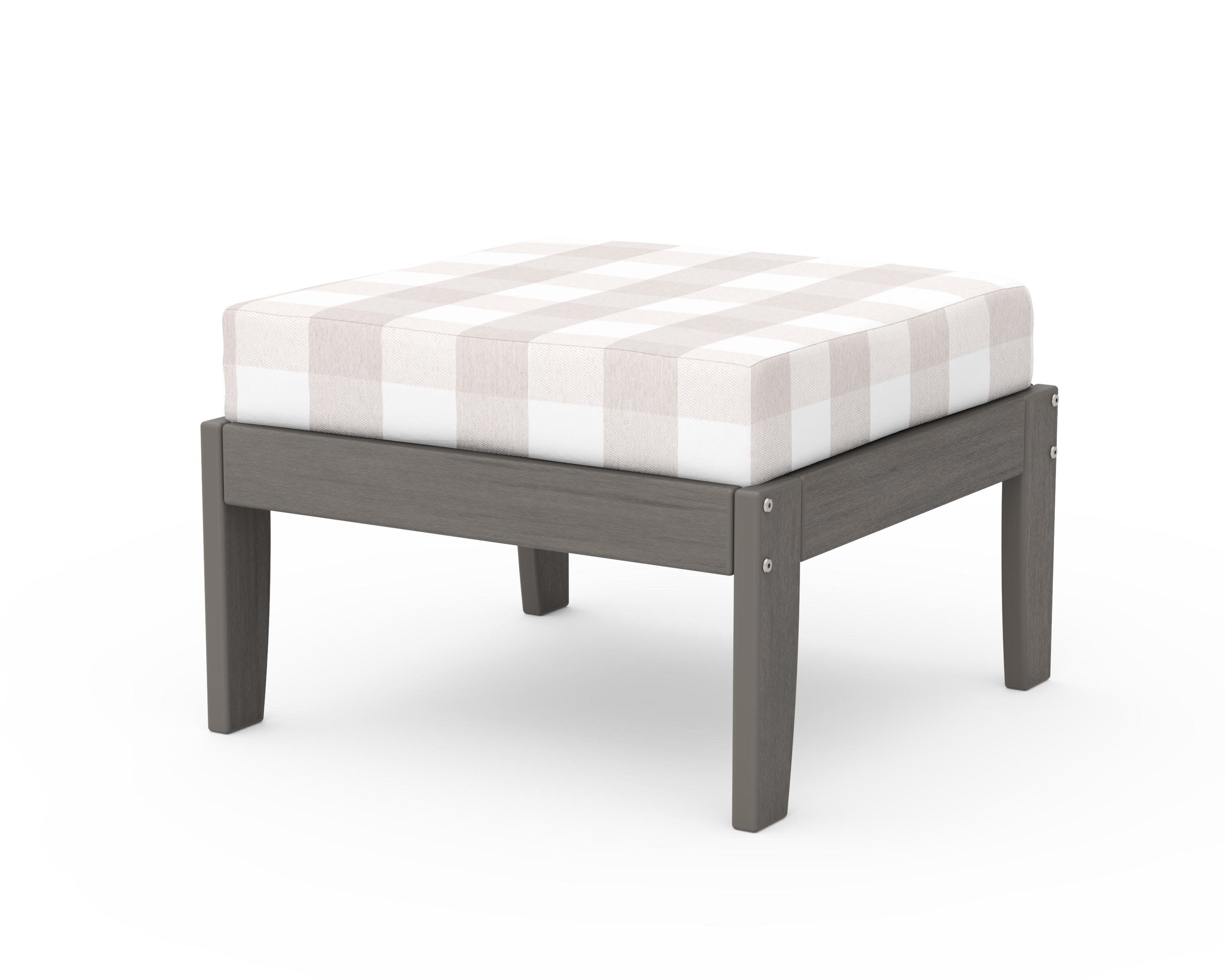 Modular Ottoman - Classic in Driftwood / Buffalo Plaid Dune Burlap