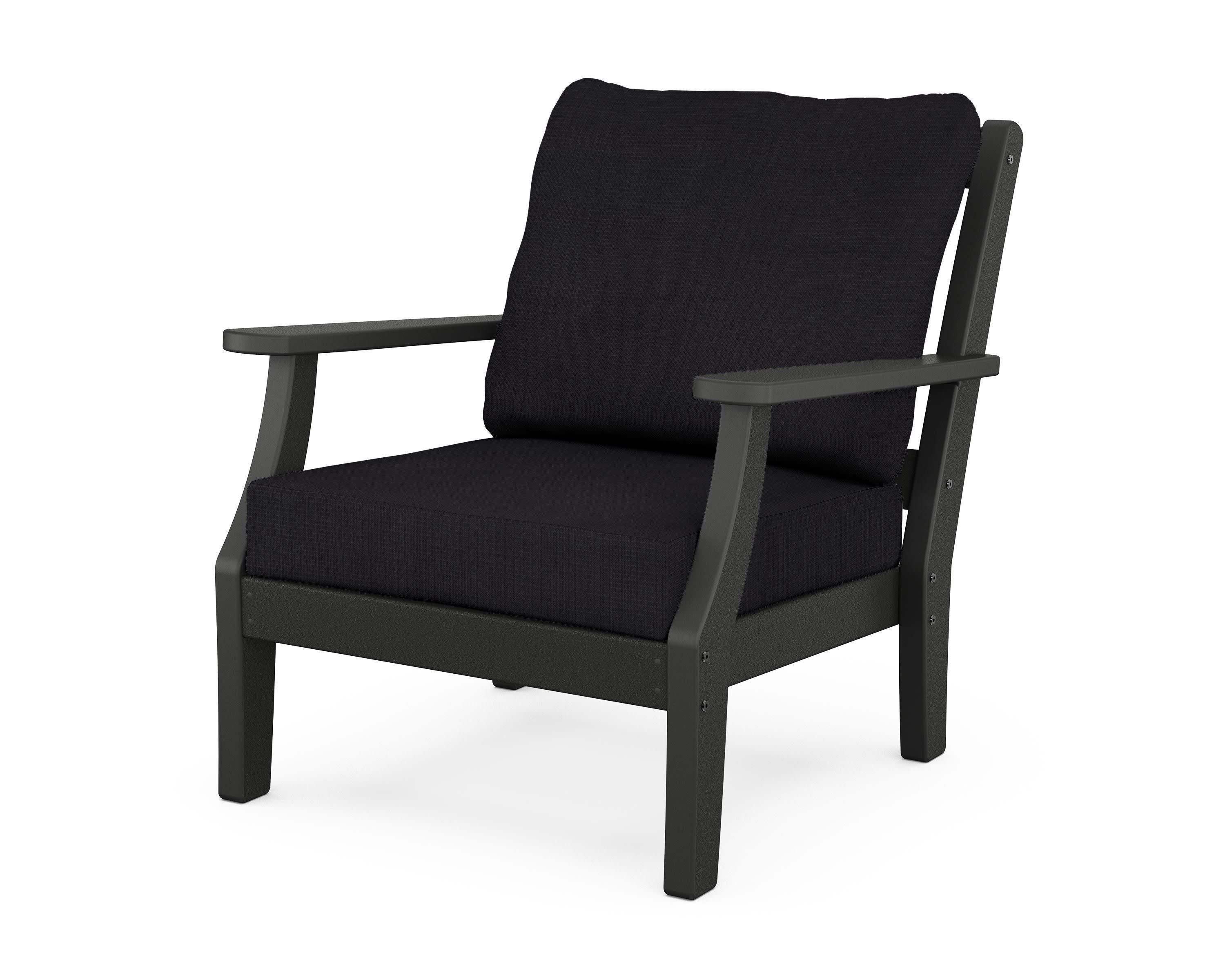 Chinoiserie Deep Seating Chair in Black / Midnight Linen
