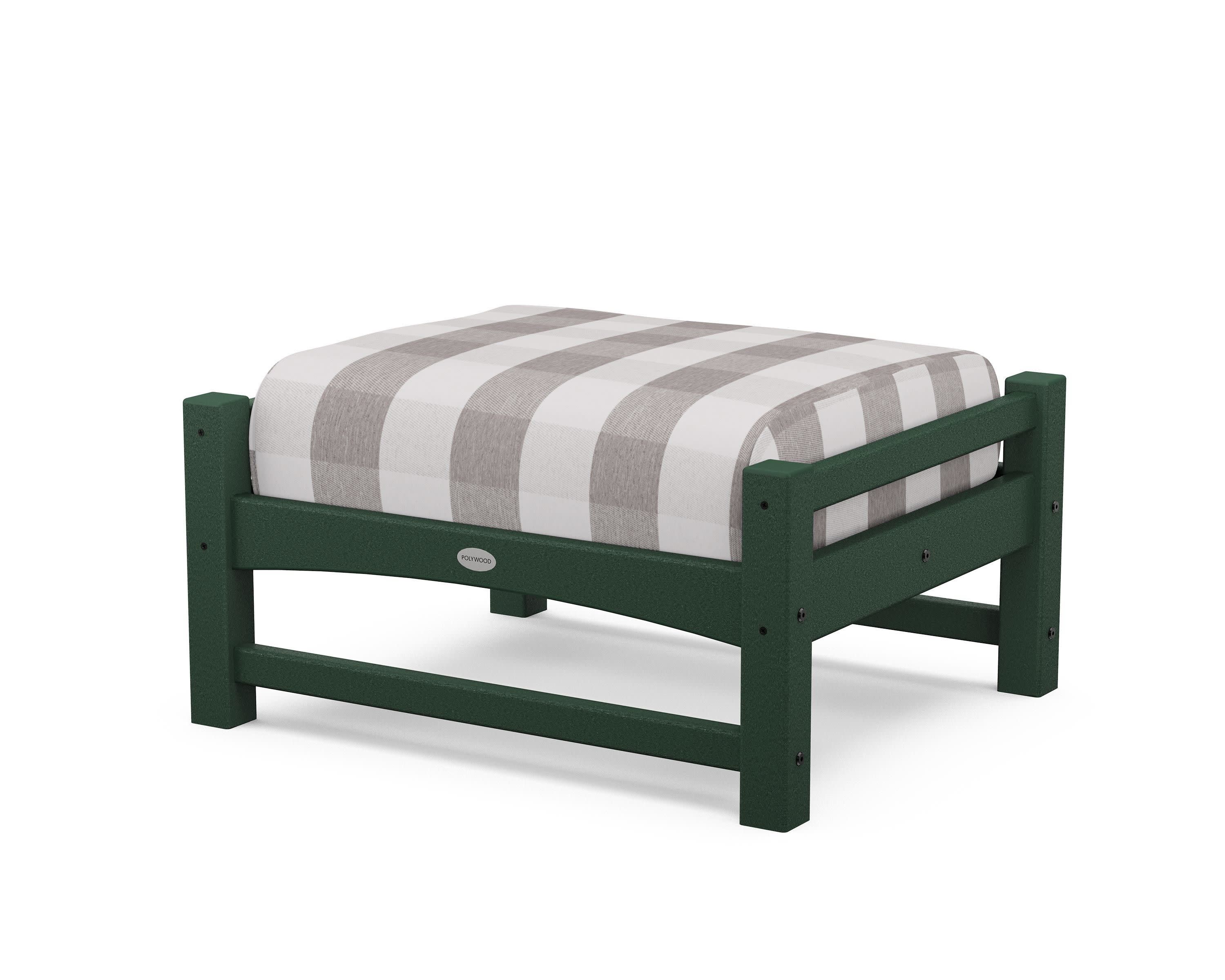 Club Ottoman in Green / Buffalo Plaid Grey Mist