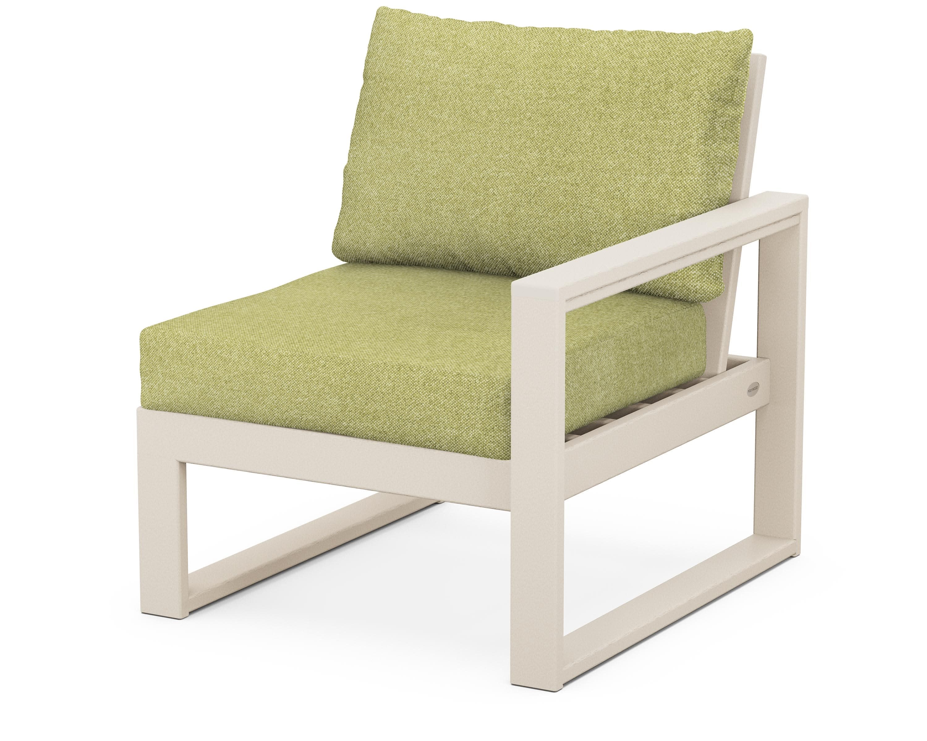 EDGE Modular Right Arm Chair in Sand / Chartreuse Boucle