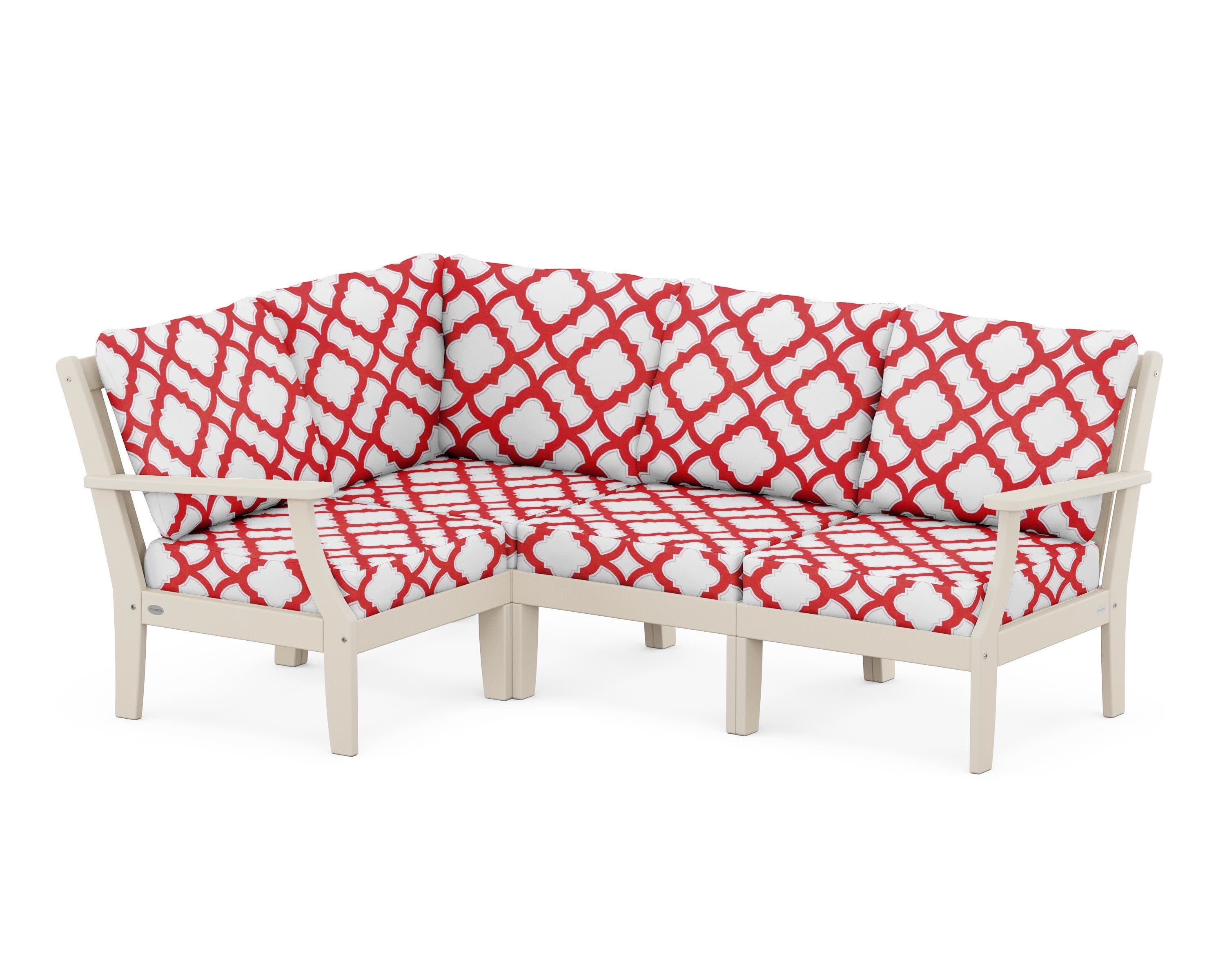 Braxton Modular 4-Piece Deep Seating Set in Sand / Trellis Crimson