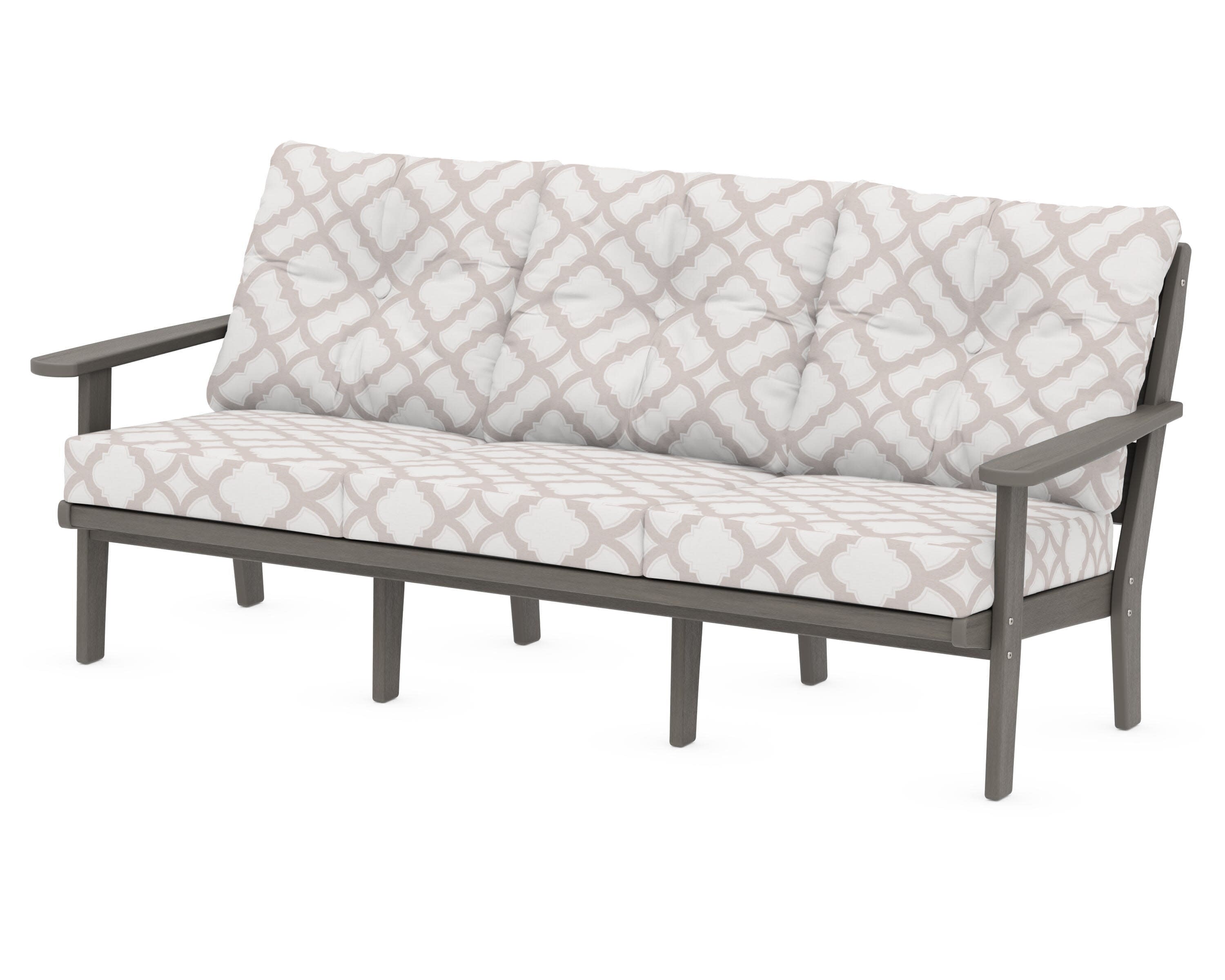 Lakeside Deep Seating Sofa in Driftwood / Trellis Dune Burlap