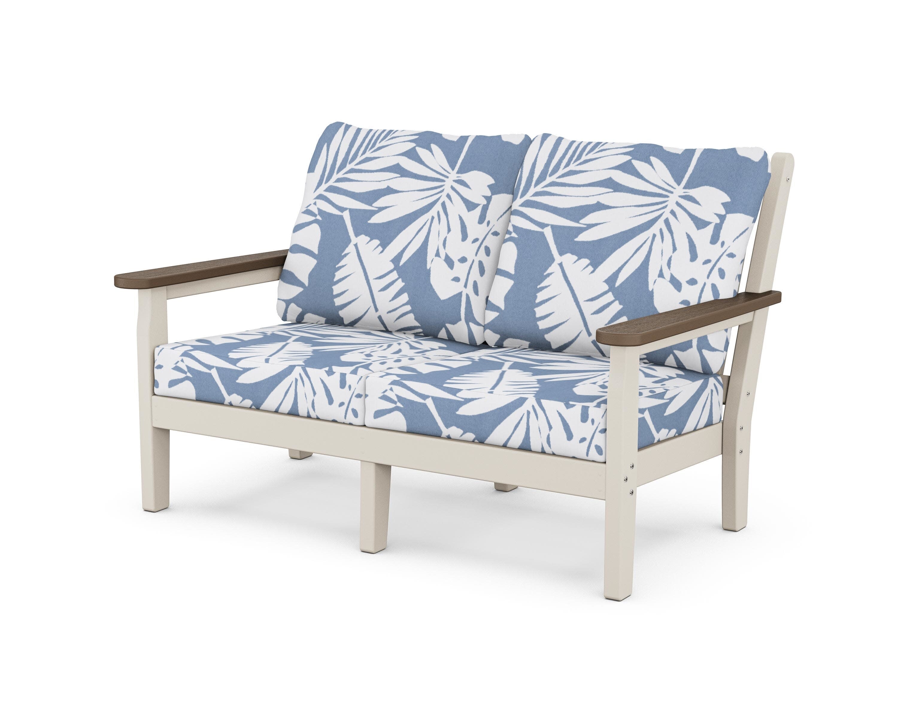 Chippendale Deep Seating Loveseat in Sand / Kona / Leaf Sky Blue