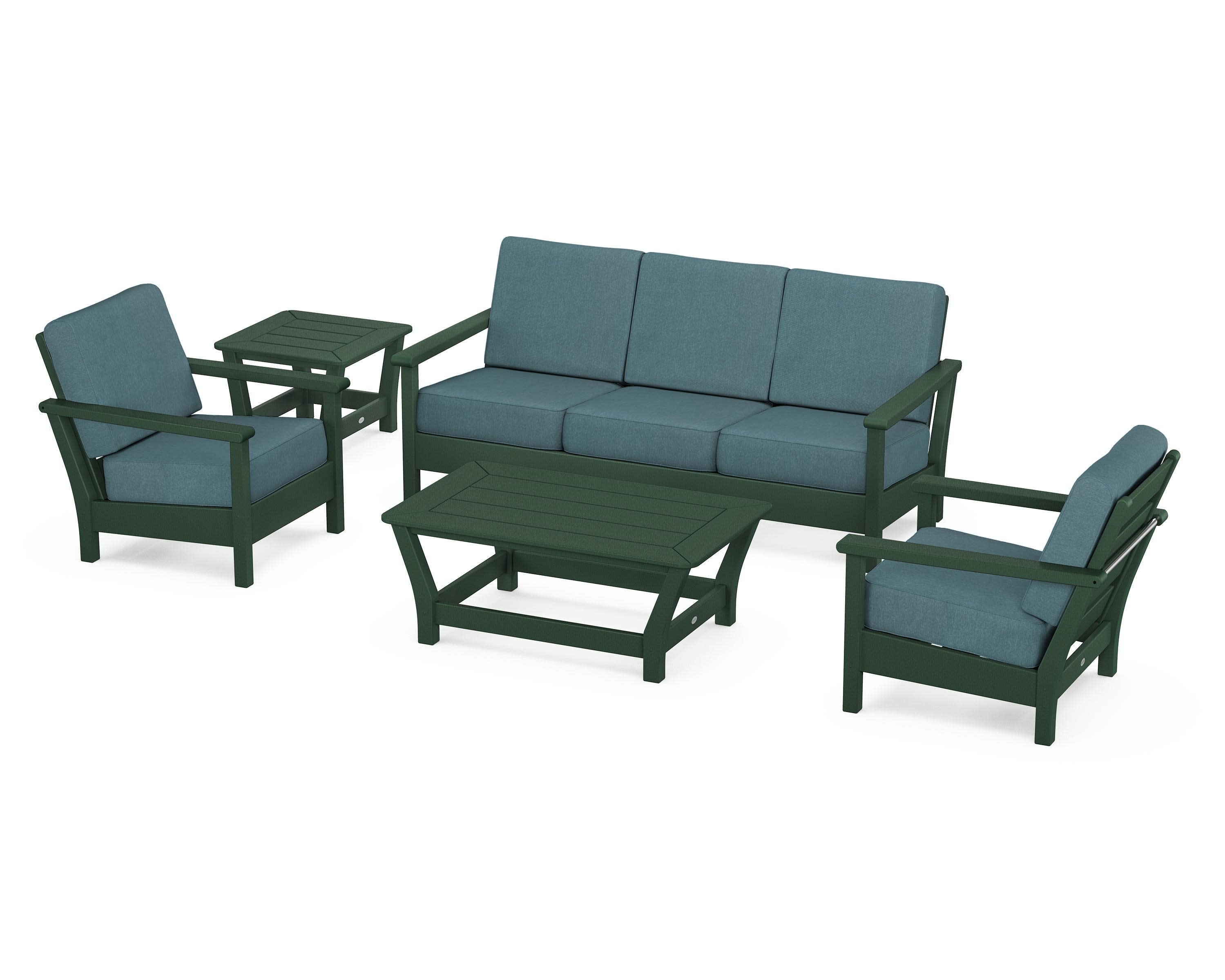 Harbour 5-Piece Deep Seating Set in Green / Ocean Teal