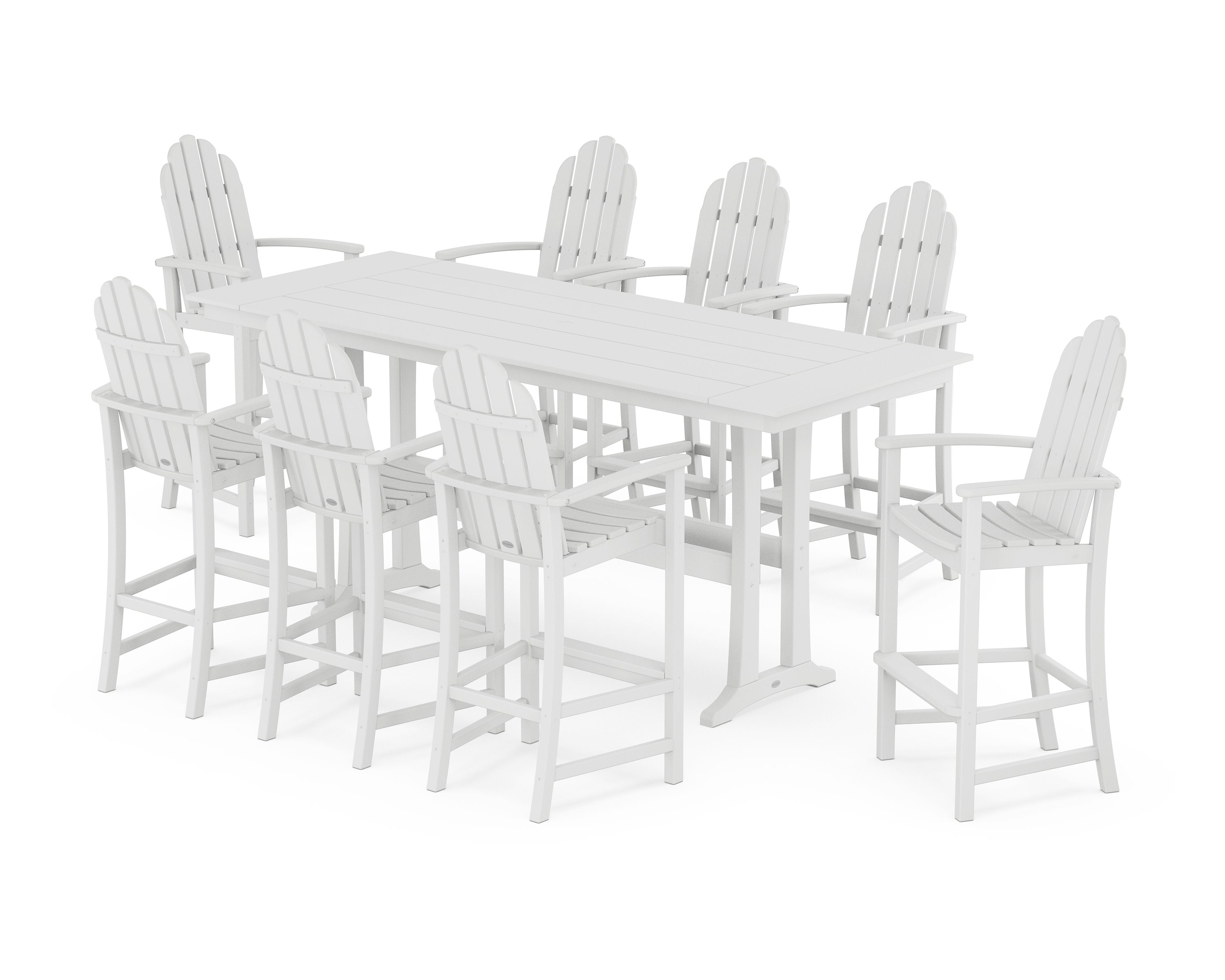 Classic Adirondack 9-Piece Farmhouse Bar Set with Trestle Legs in White