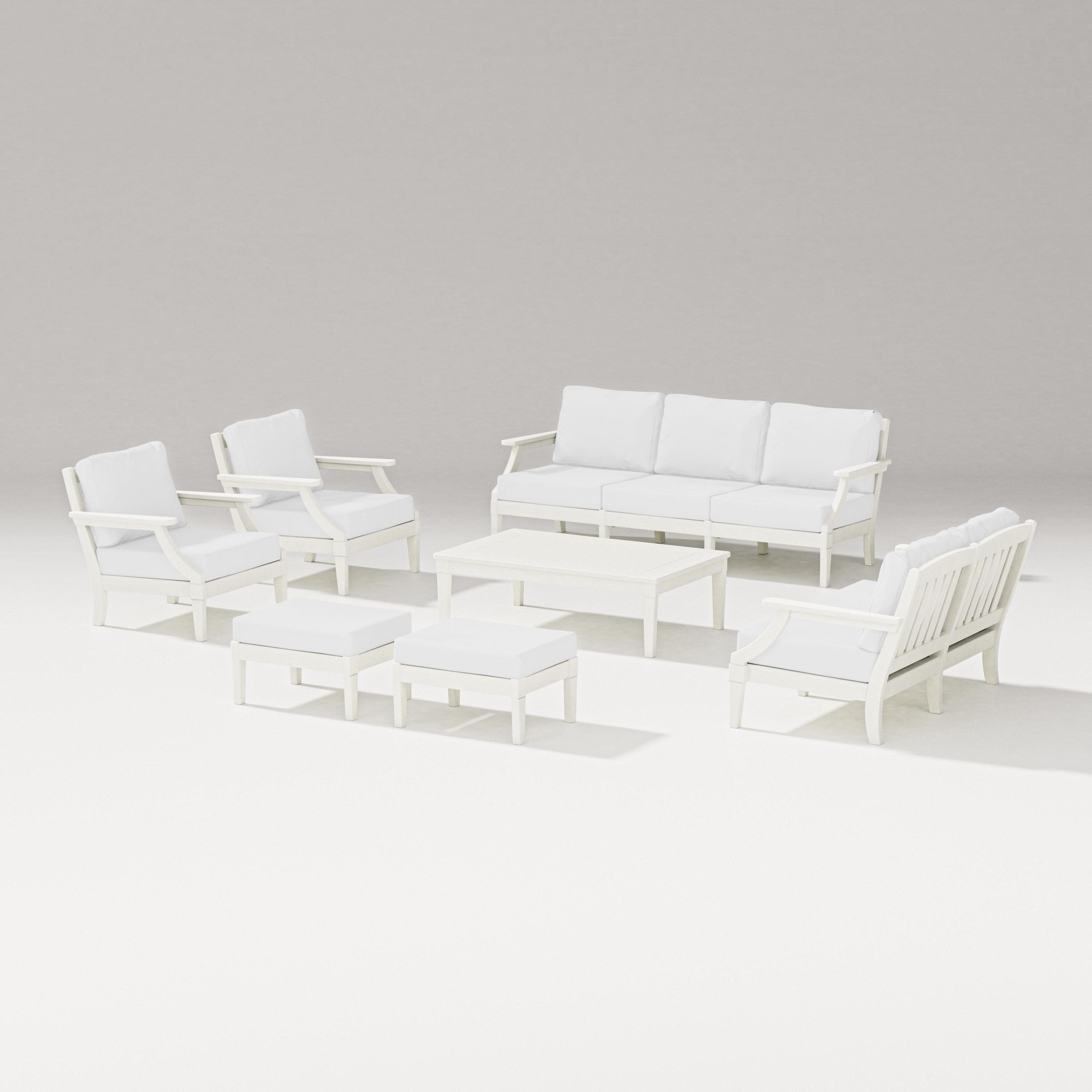Estate 7-Piece Lounge Sofa Set in Vintage White / Natural