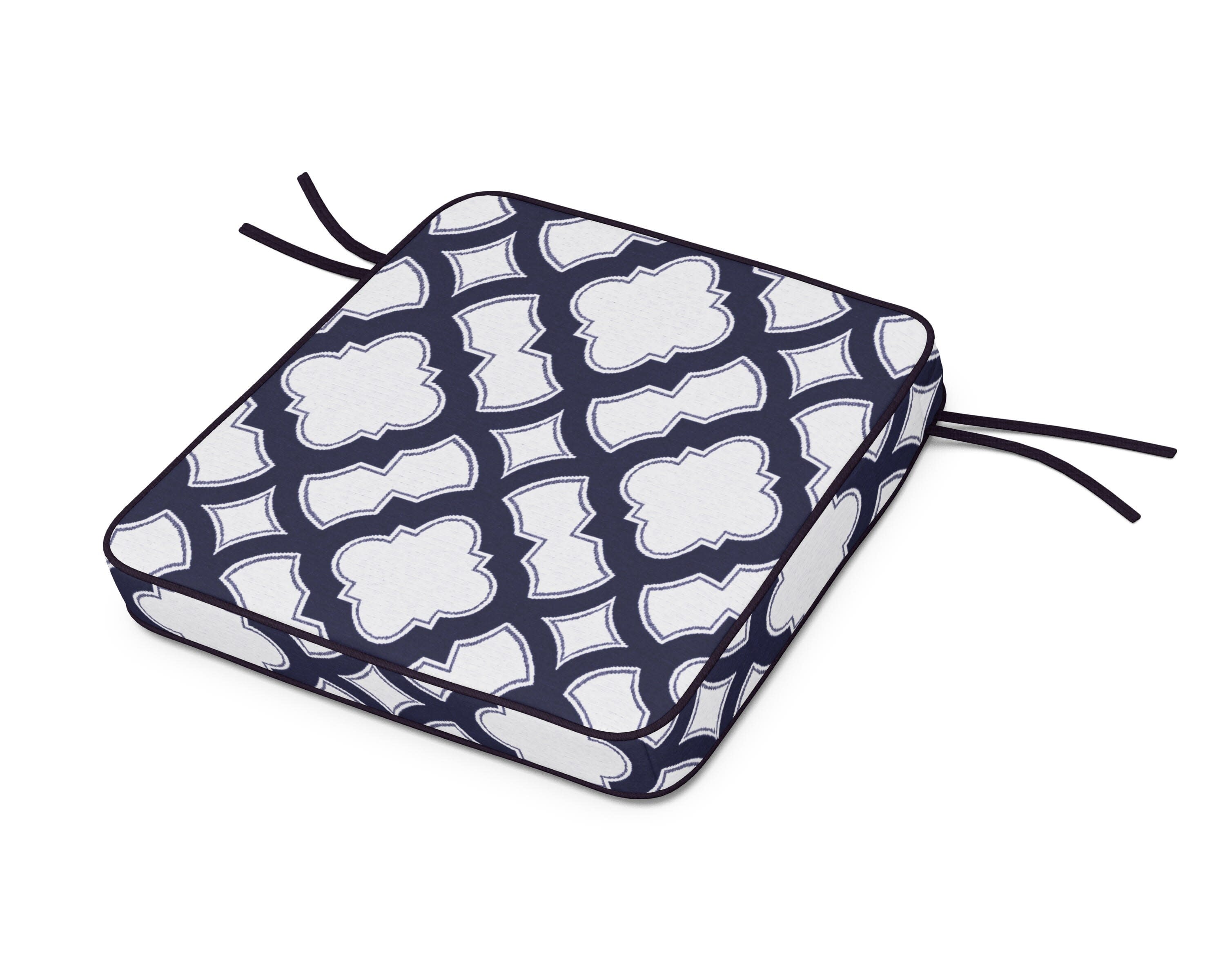 Acadia Dining Arm Seat Cushion in Trellis Navy