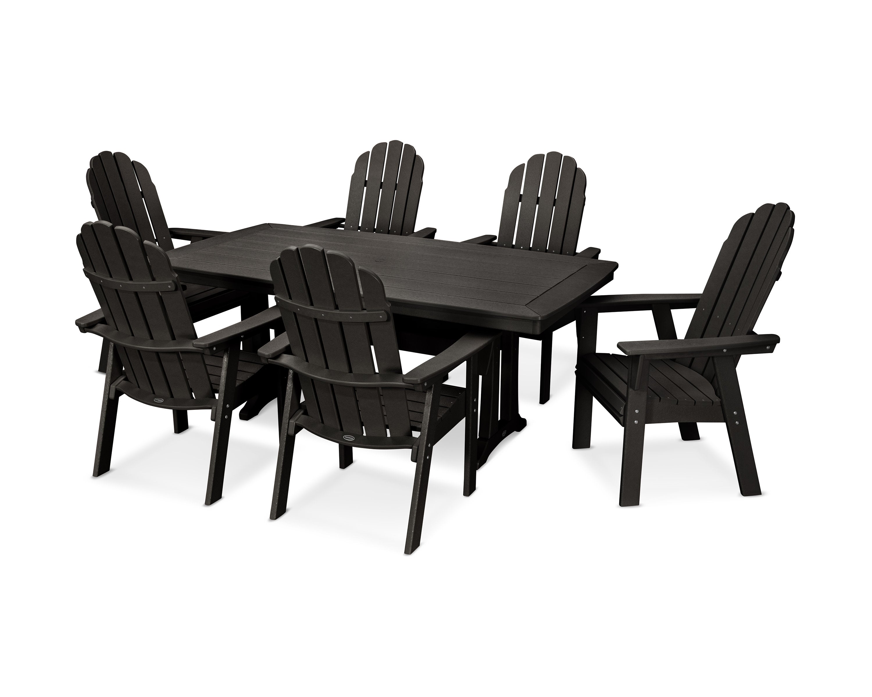 Vineyard Curveback Adirondack 7-Piece Dining Set with Trestle Legs in Black