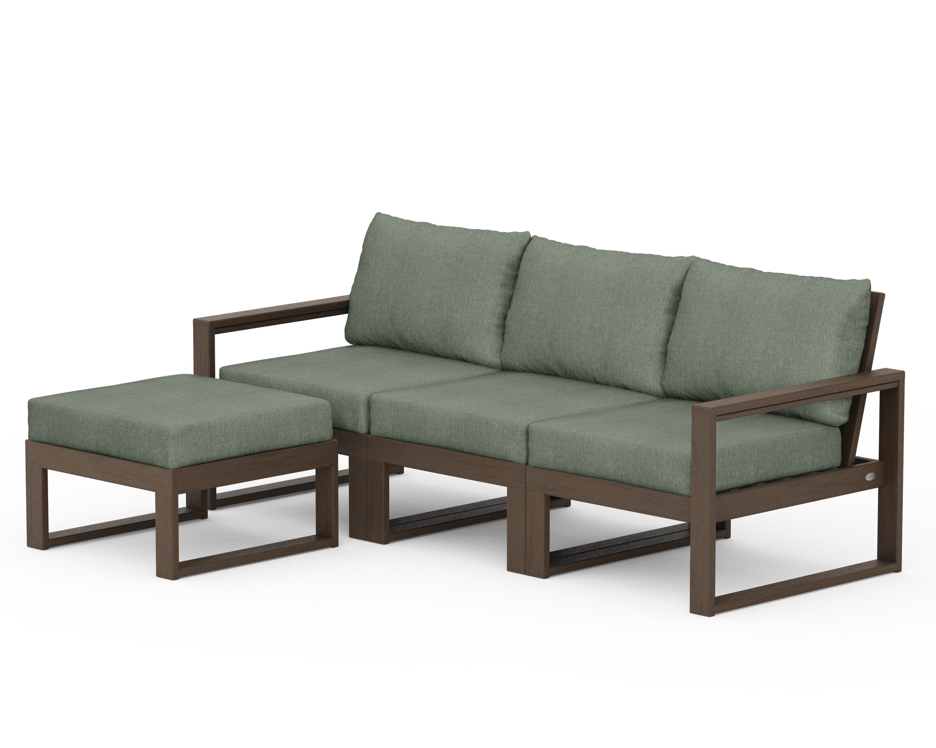 EDGE 4-Piece Modular Deep Seating Set with Ottoman in Kona / Cast Sage