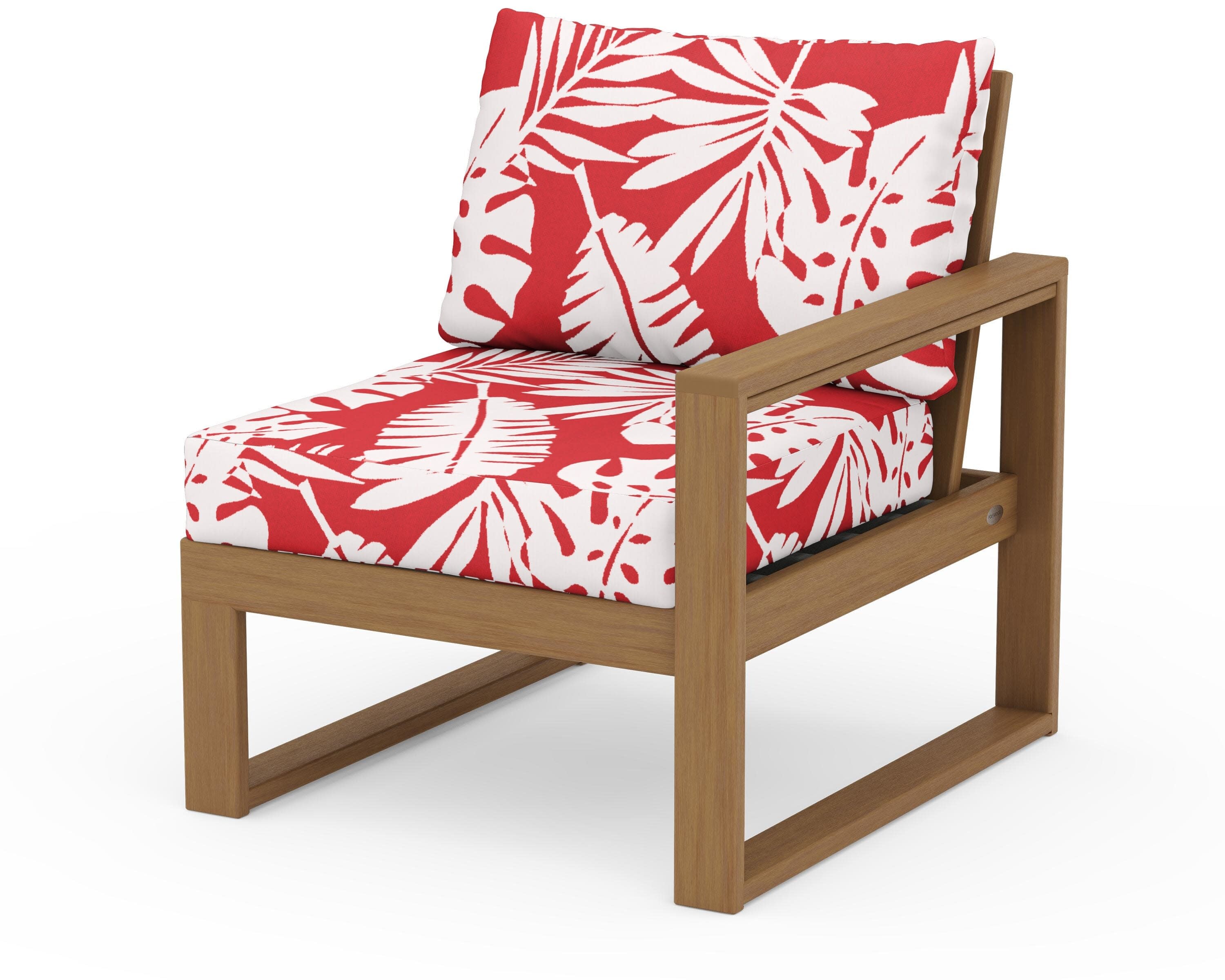 EDGE Modular Right Arm Chair in Natural / Leaf Crimson
