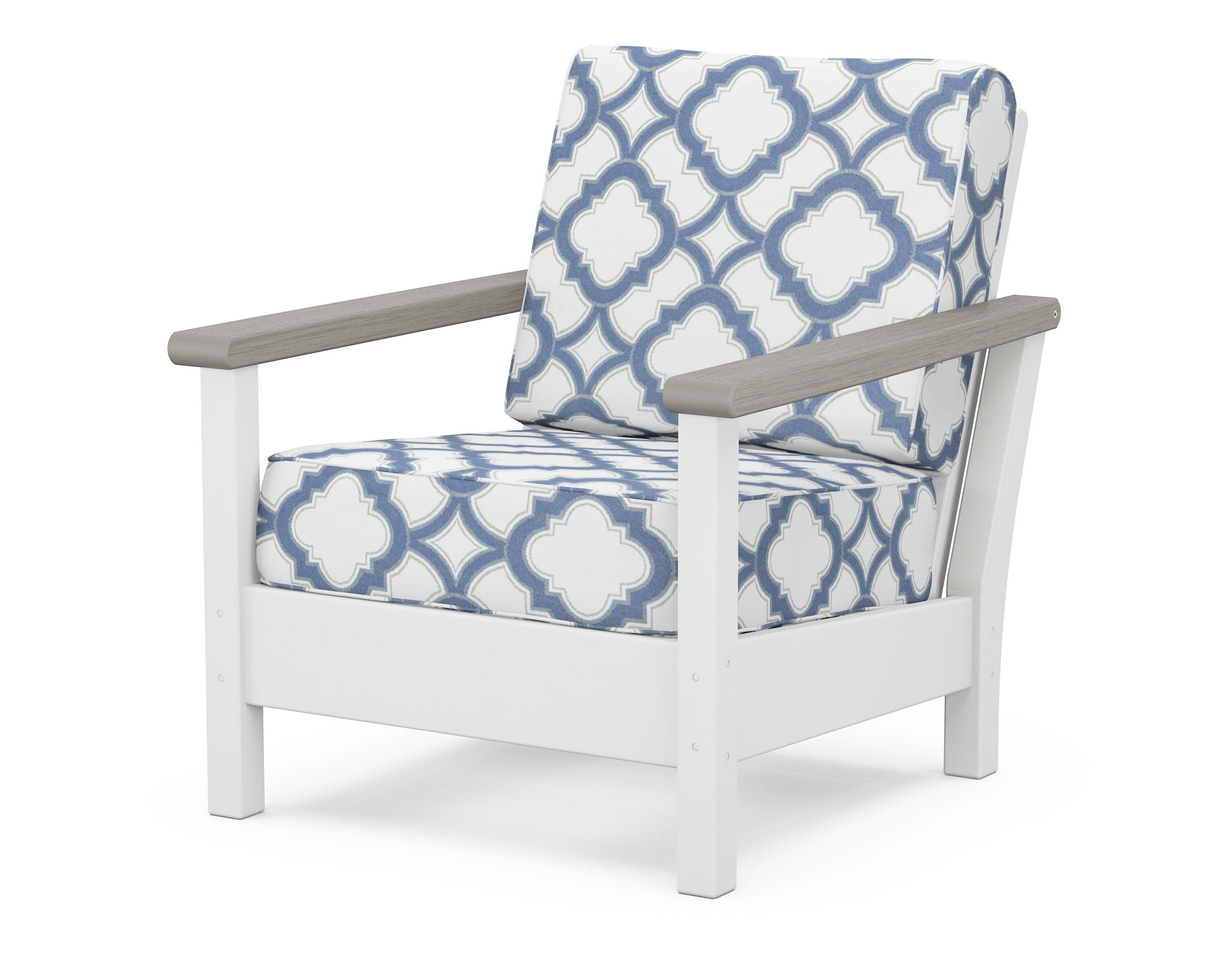 Harbour Deep Seating Chair in White / Driftwood / Trellis Sky Blue