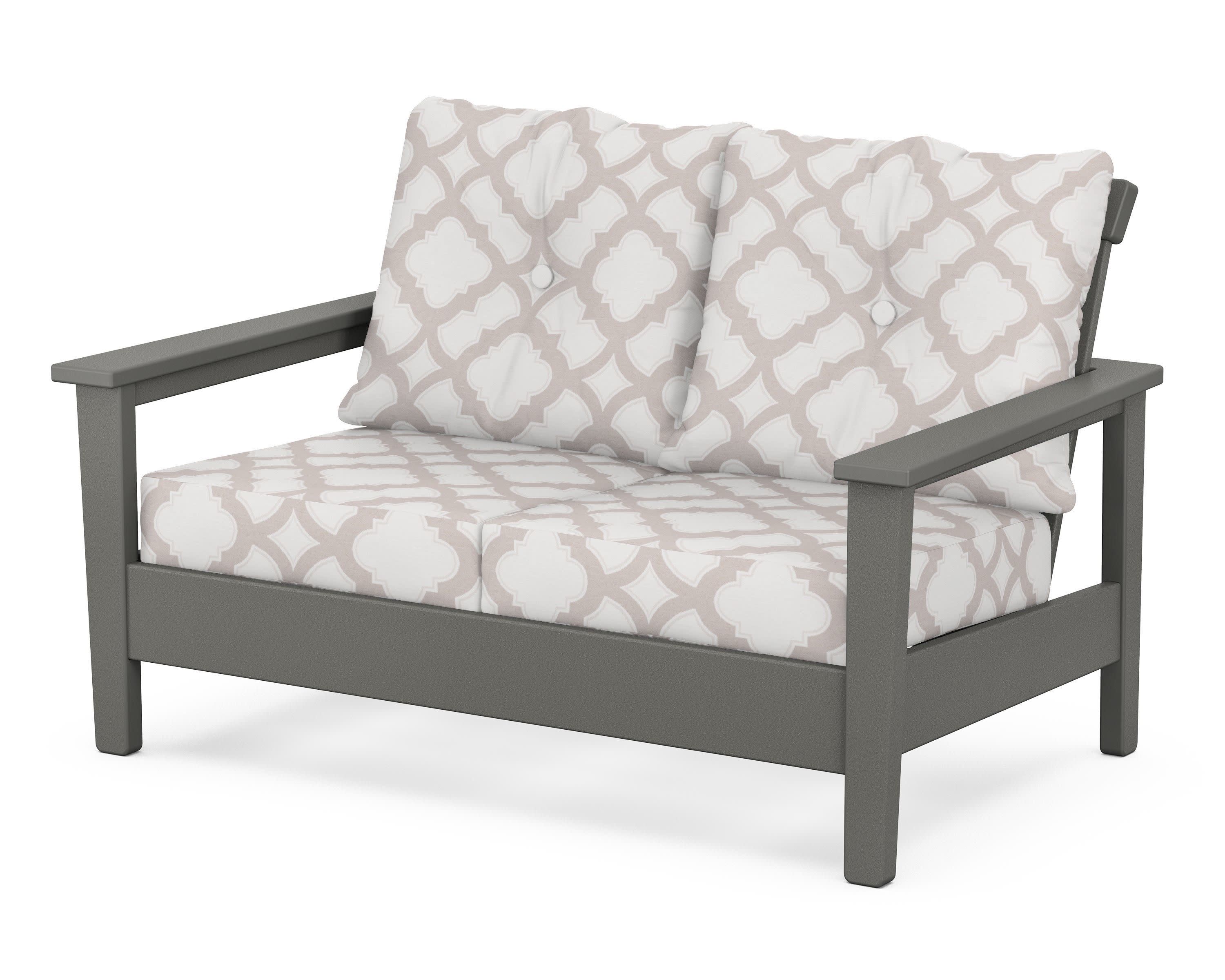 Prescott Deep Seating Loveseat in Slate Grey / Trellis Dune Burlap