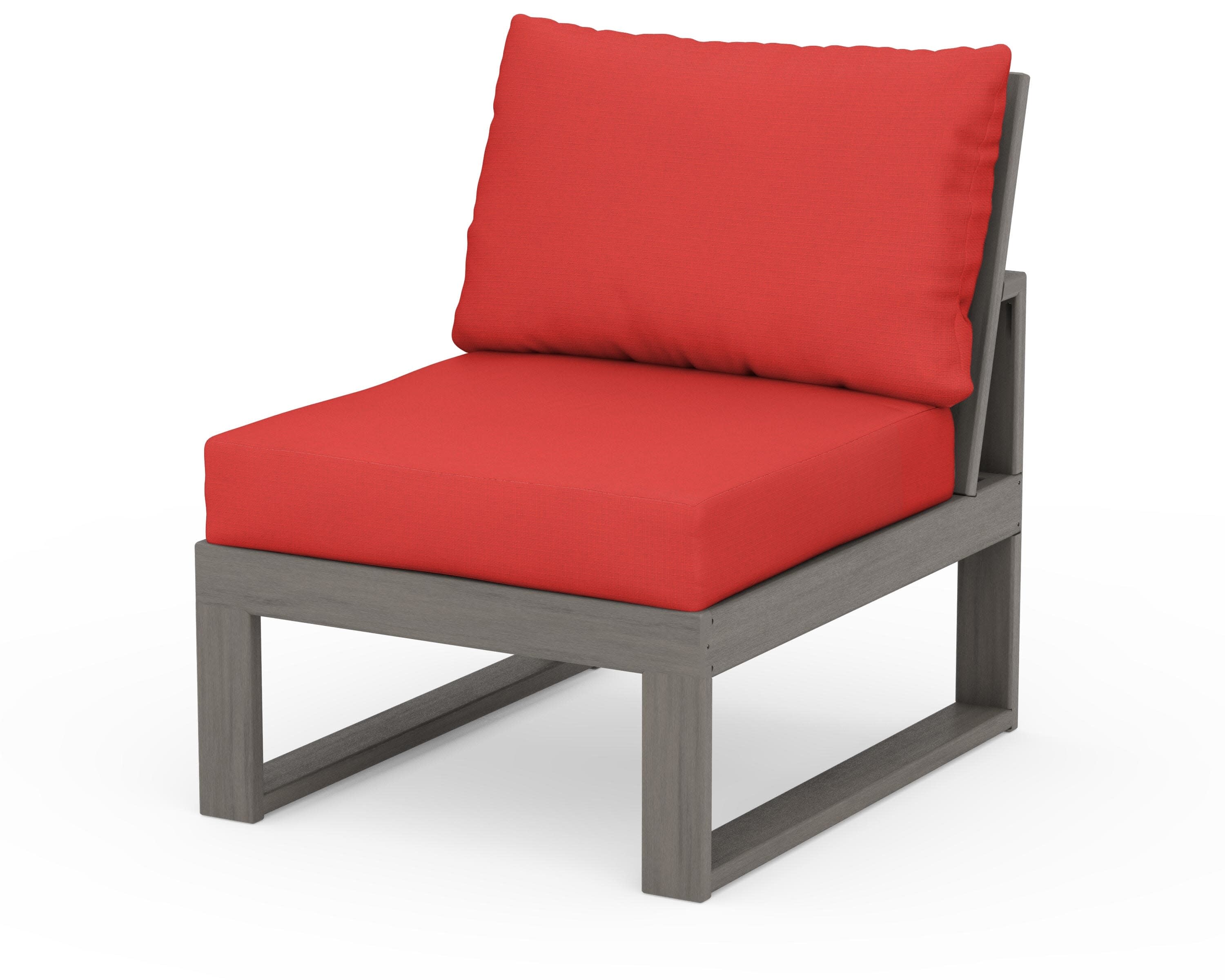 Modular Armless Chair in Driftwood / Crimson Linen