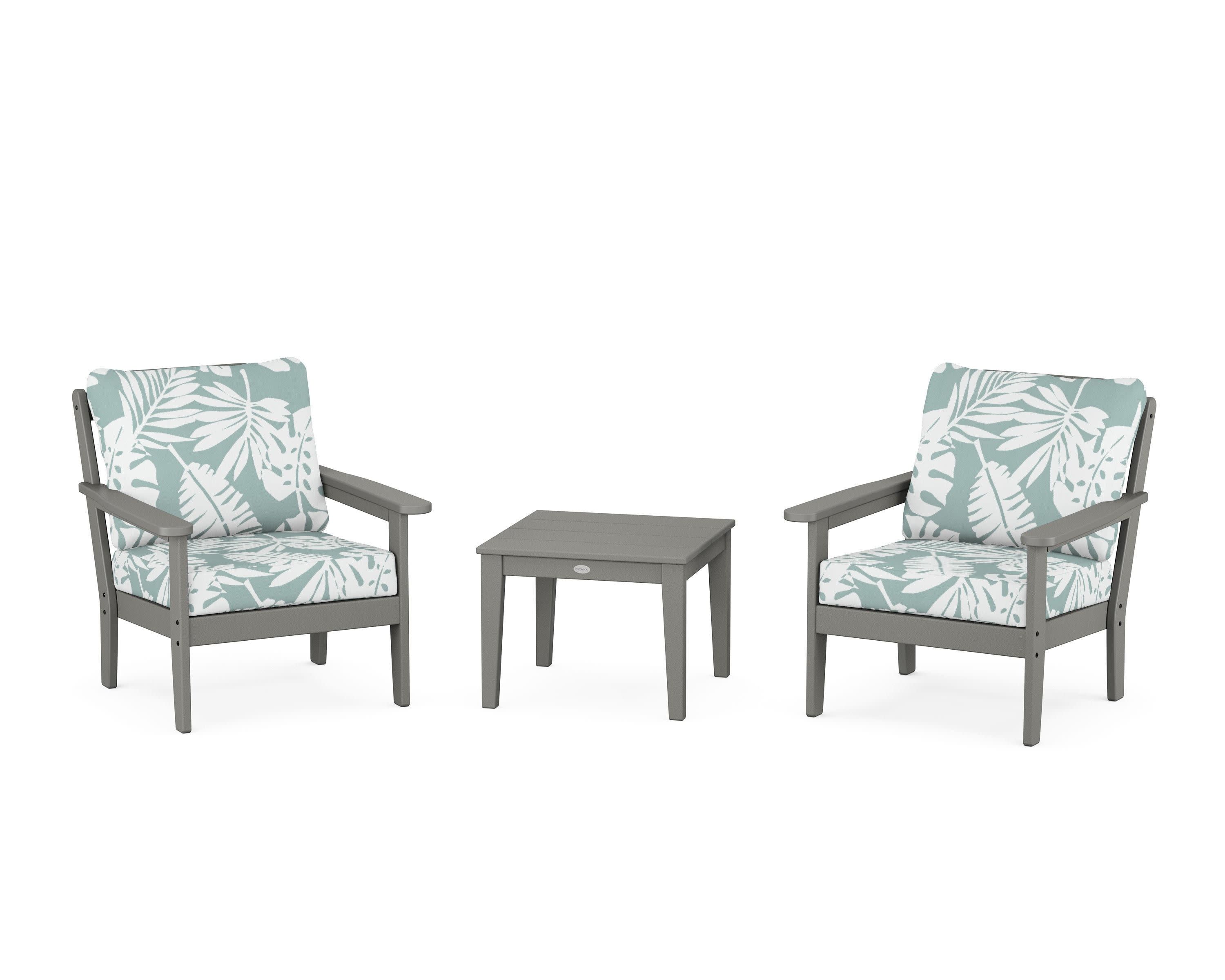Cottage 3-Piece Deep Seating Set in Slate Grey / Leaf Glacier Spa