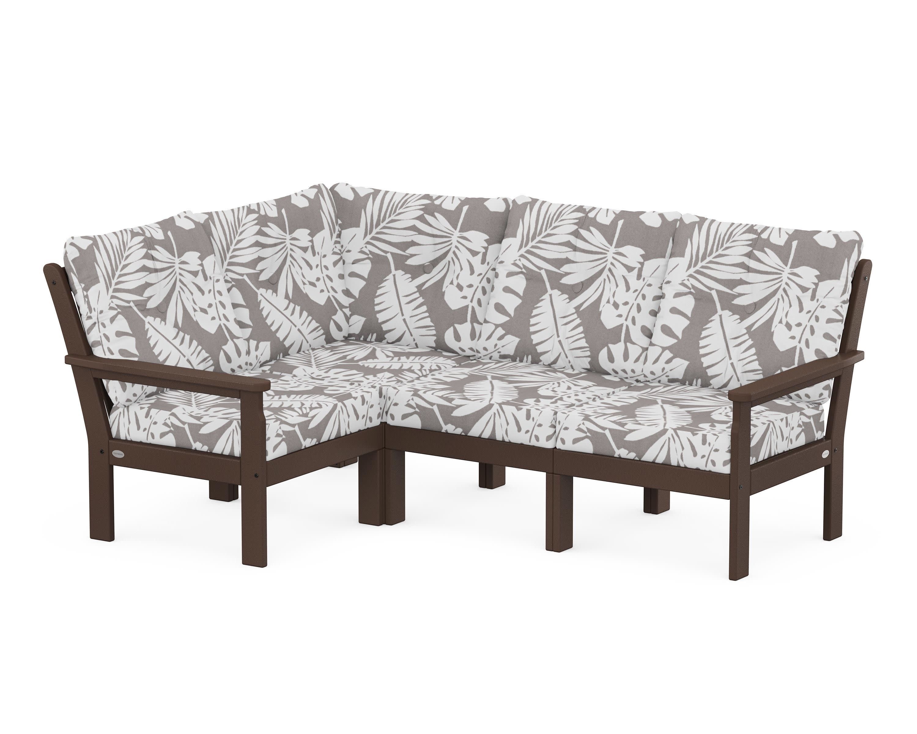Vineyard 4-Piece Sectional in Mahogany / Leaf Grey Mist