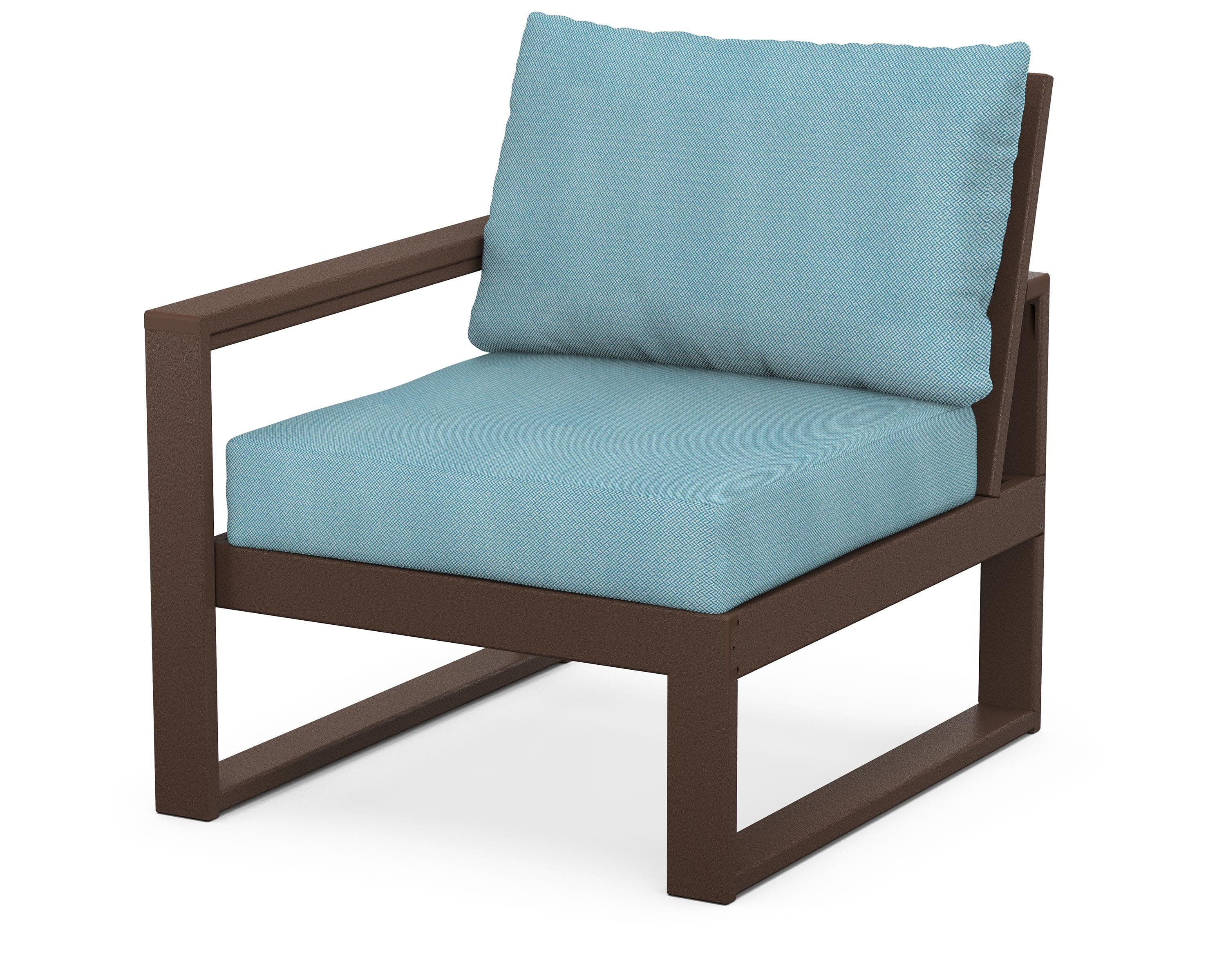 EDGE Modular Left Arm Chair in Mahogany / Lattice Sky Blue