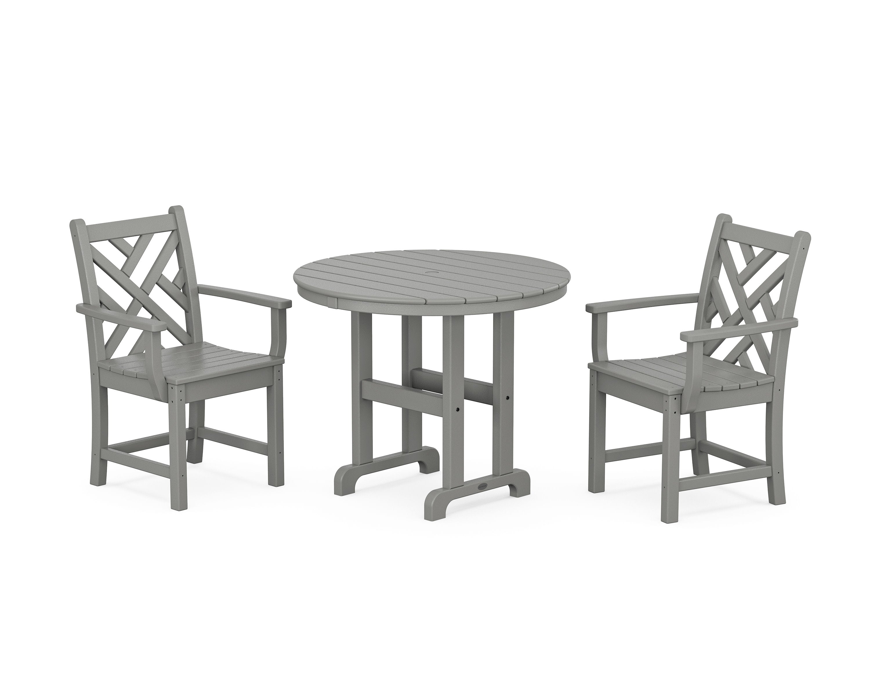 Chippendale 3-Piece Round Dining Set in Slate Grey