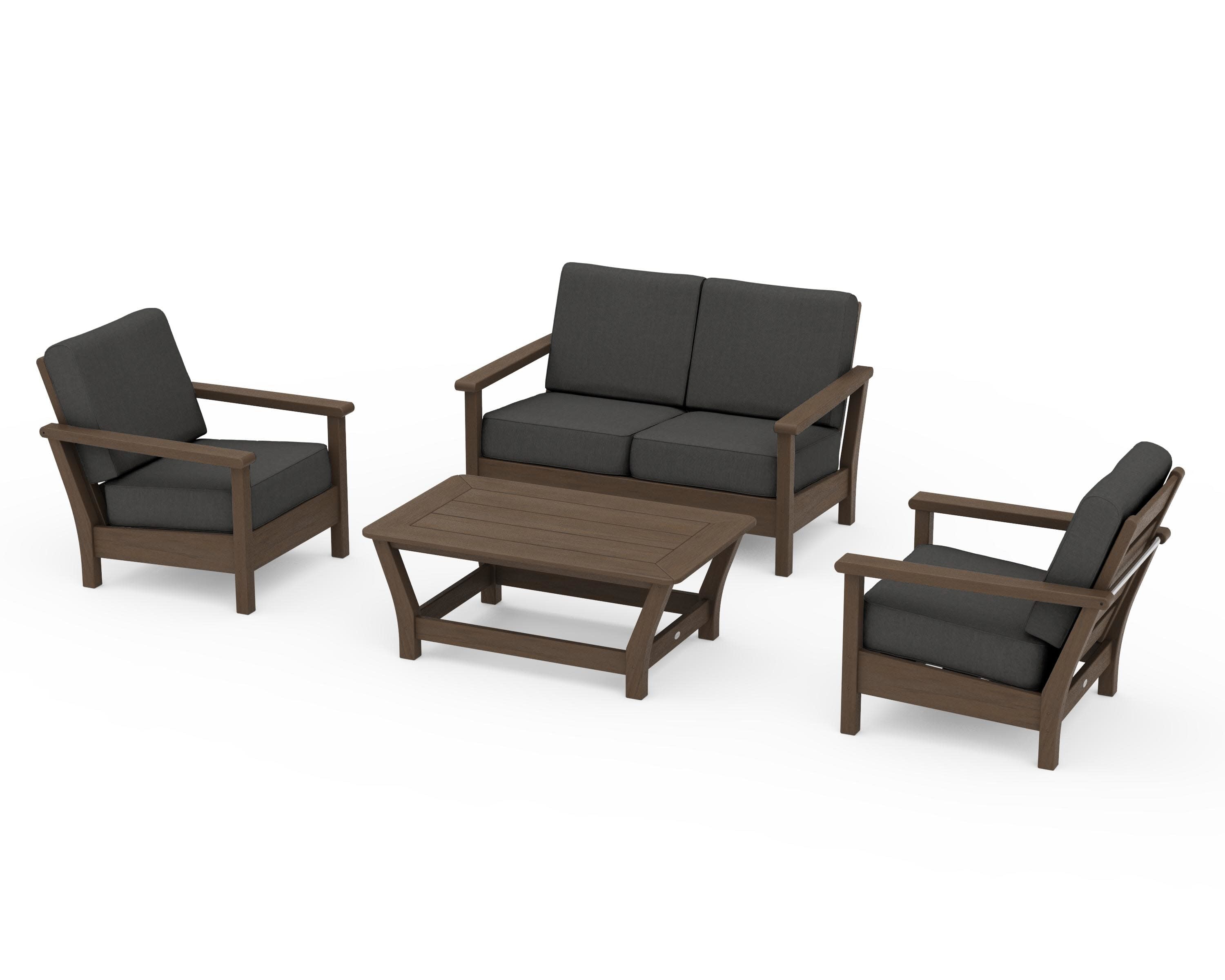 Harbour 4-Piece Deep Seating Set in Kona / Spectrum Carbon