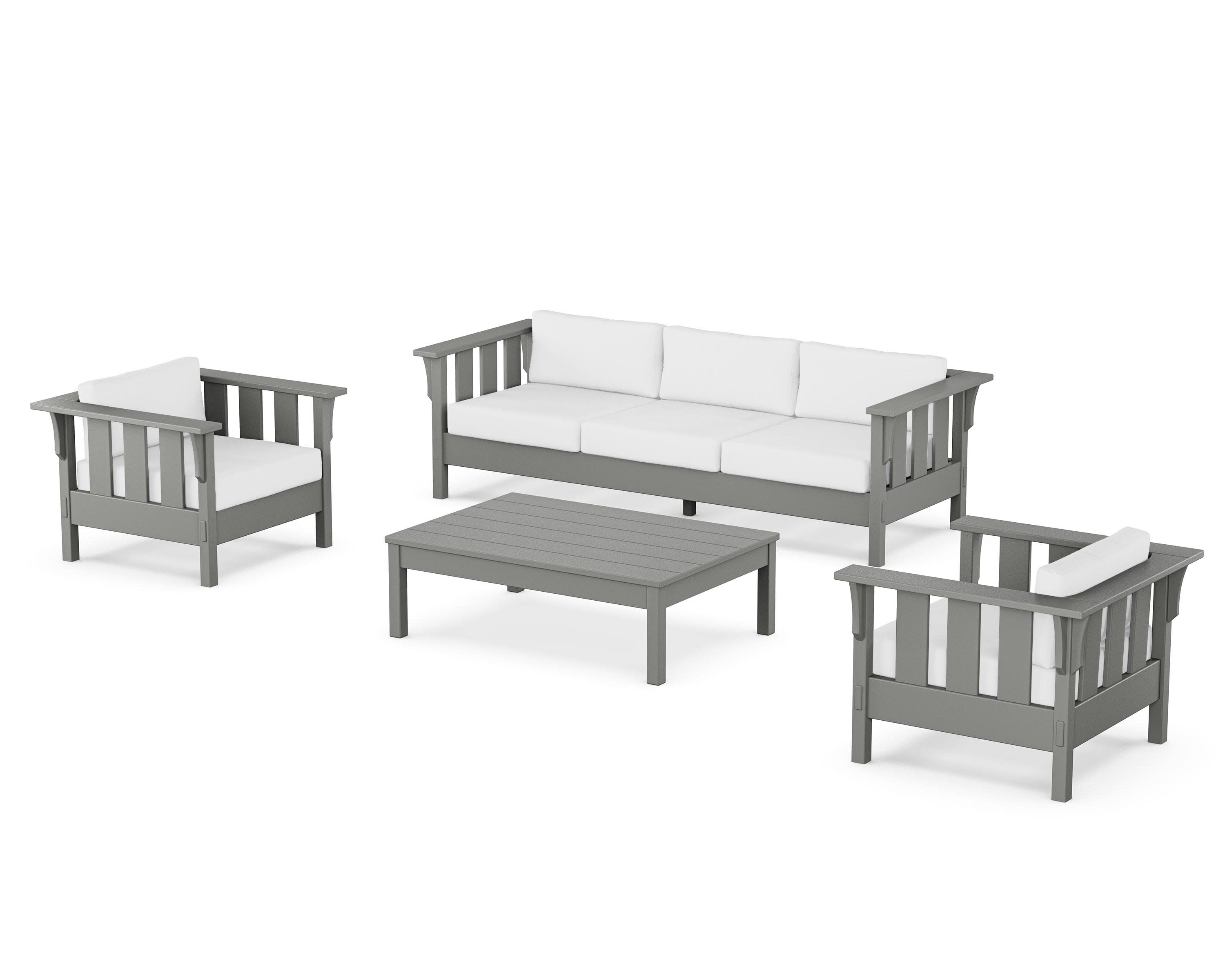 Acadia 4-Piece Deep Seating Set with Sofa in Slate Grey / Natural