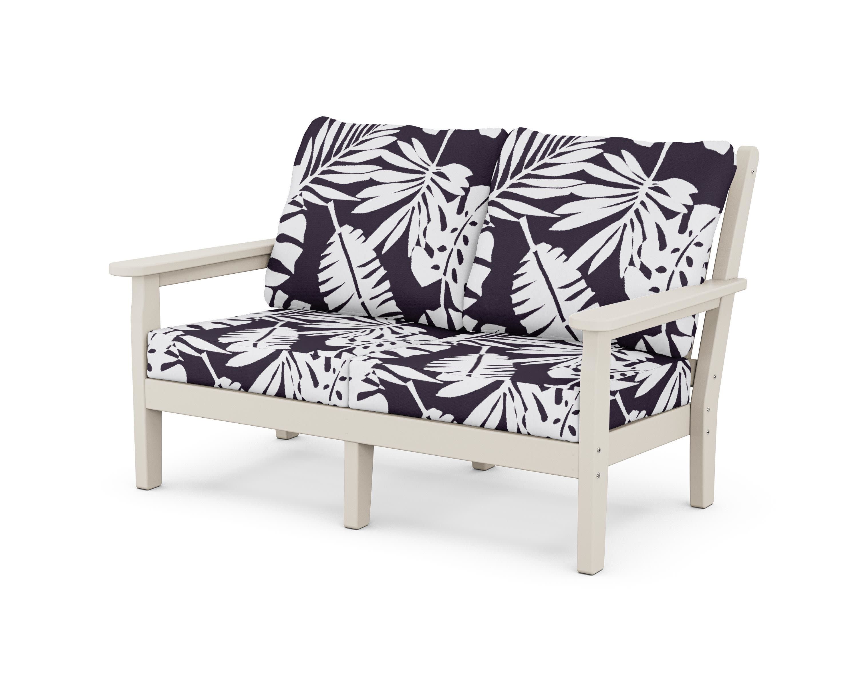 Chippendale Deep Seating Loveseat in Sand / Leaf Navy