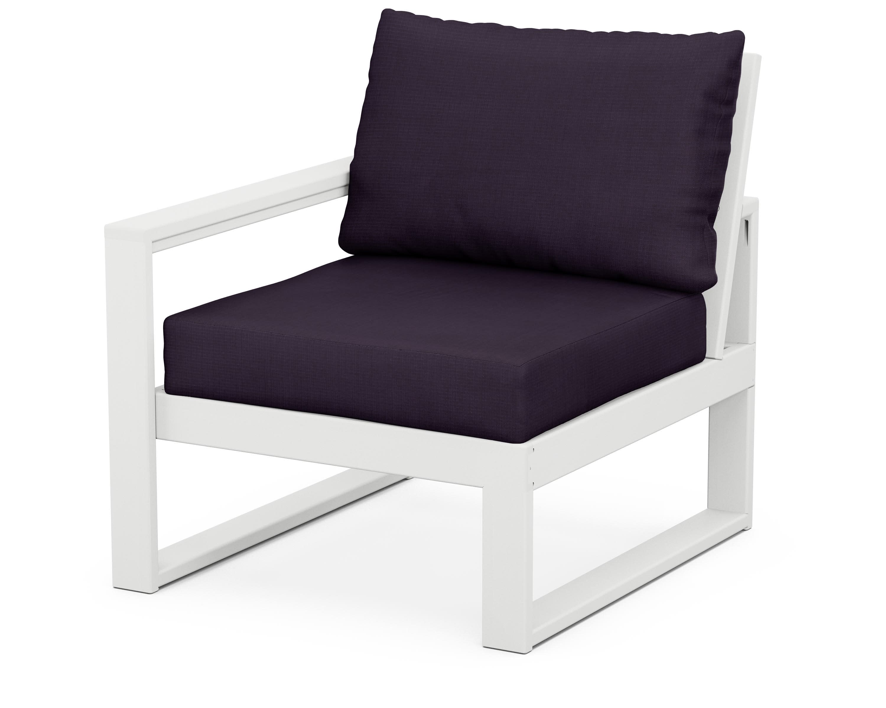 EDGE Modular Left Arm Chair in White / Navy Linen