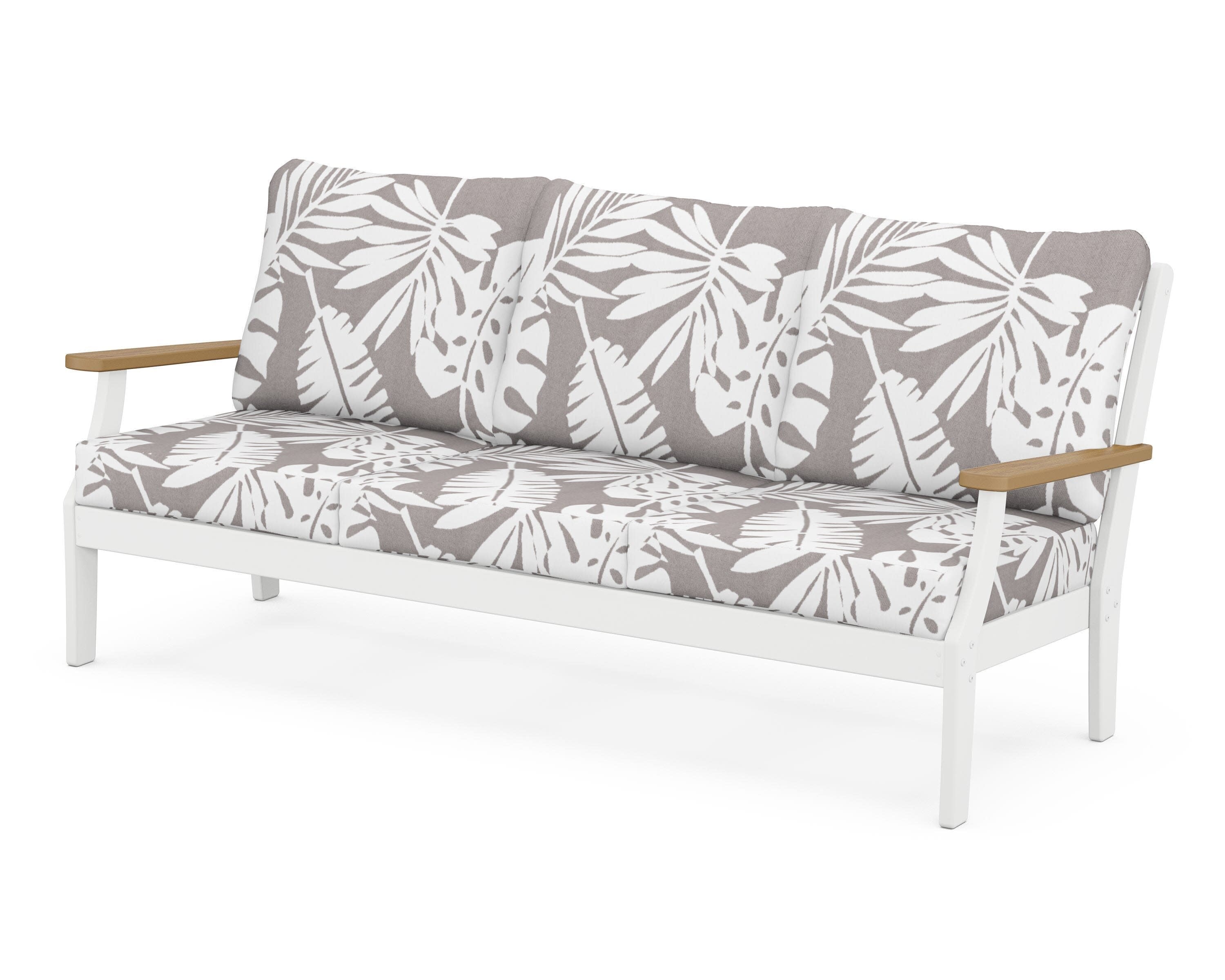 Braxton Deep Seating Sofa in White / Natural / Leaf Grey Mist