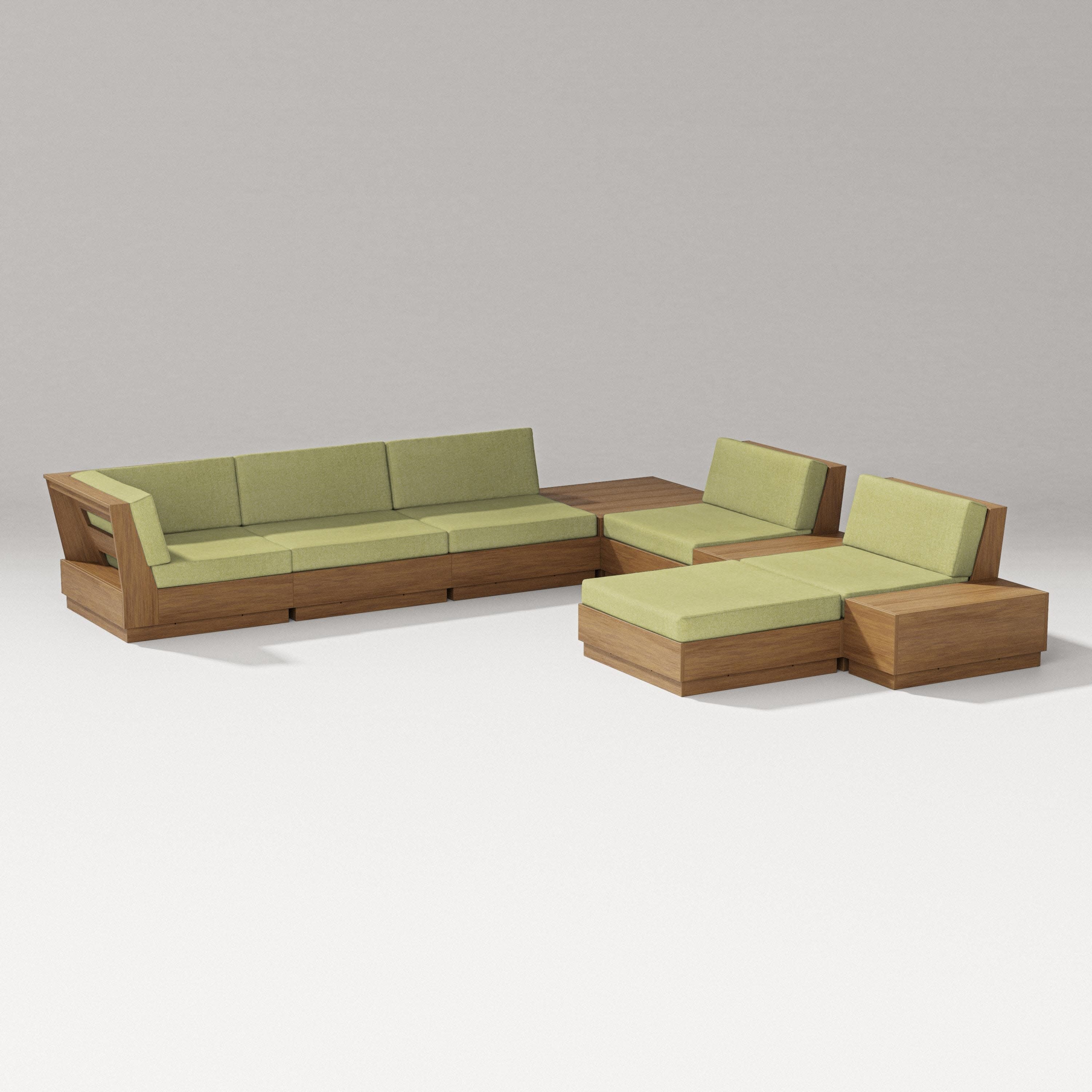 Elevate 9-Piece Conversation Sectional in Natural / Chartreuse Boucle