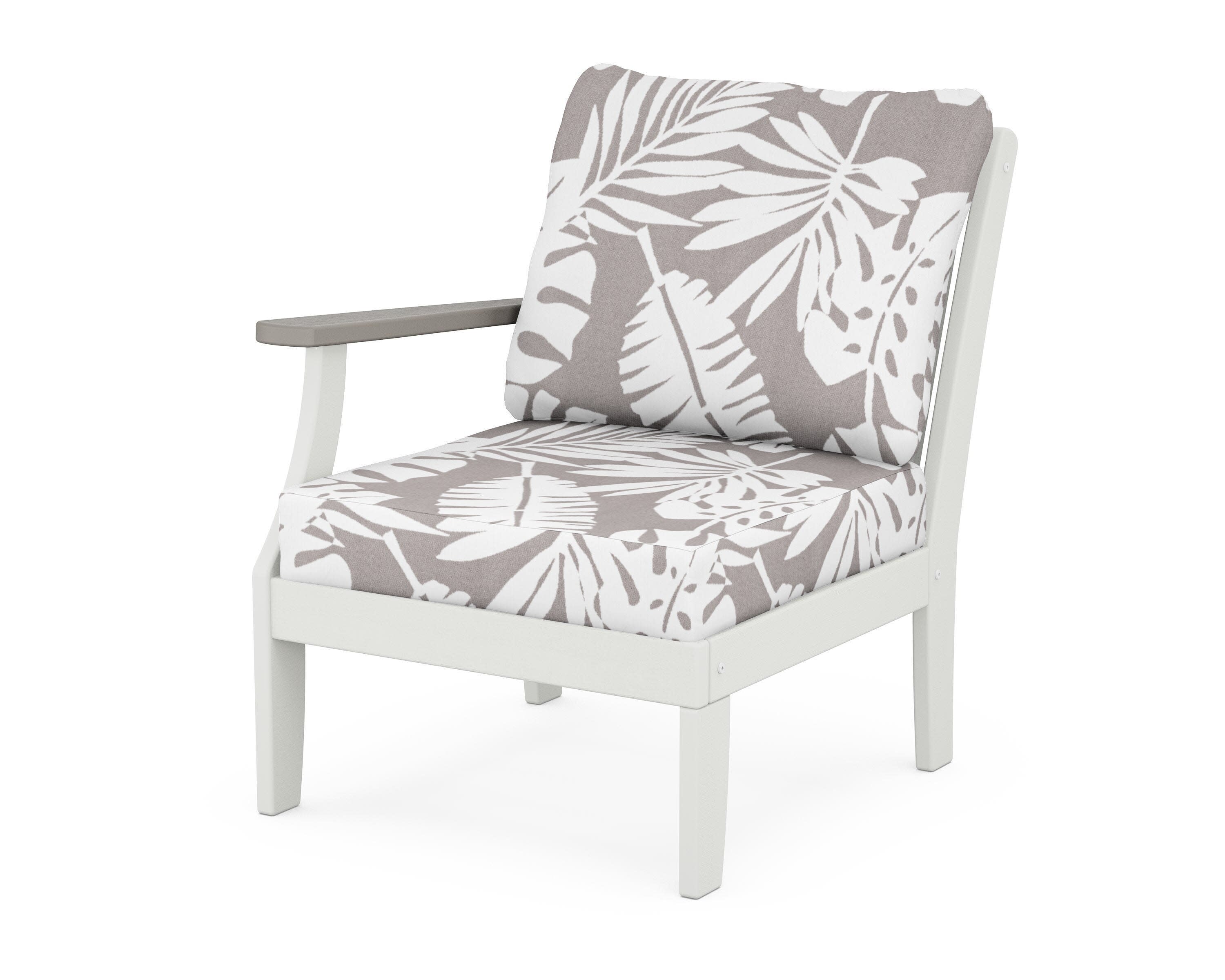 Braxton Modular Left Arm Chair in White / Driftwood / Leaf Grey Mist