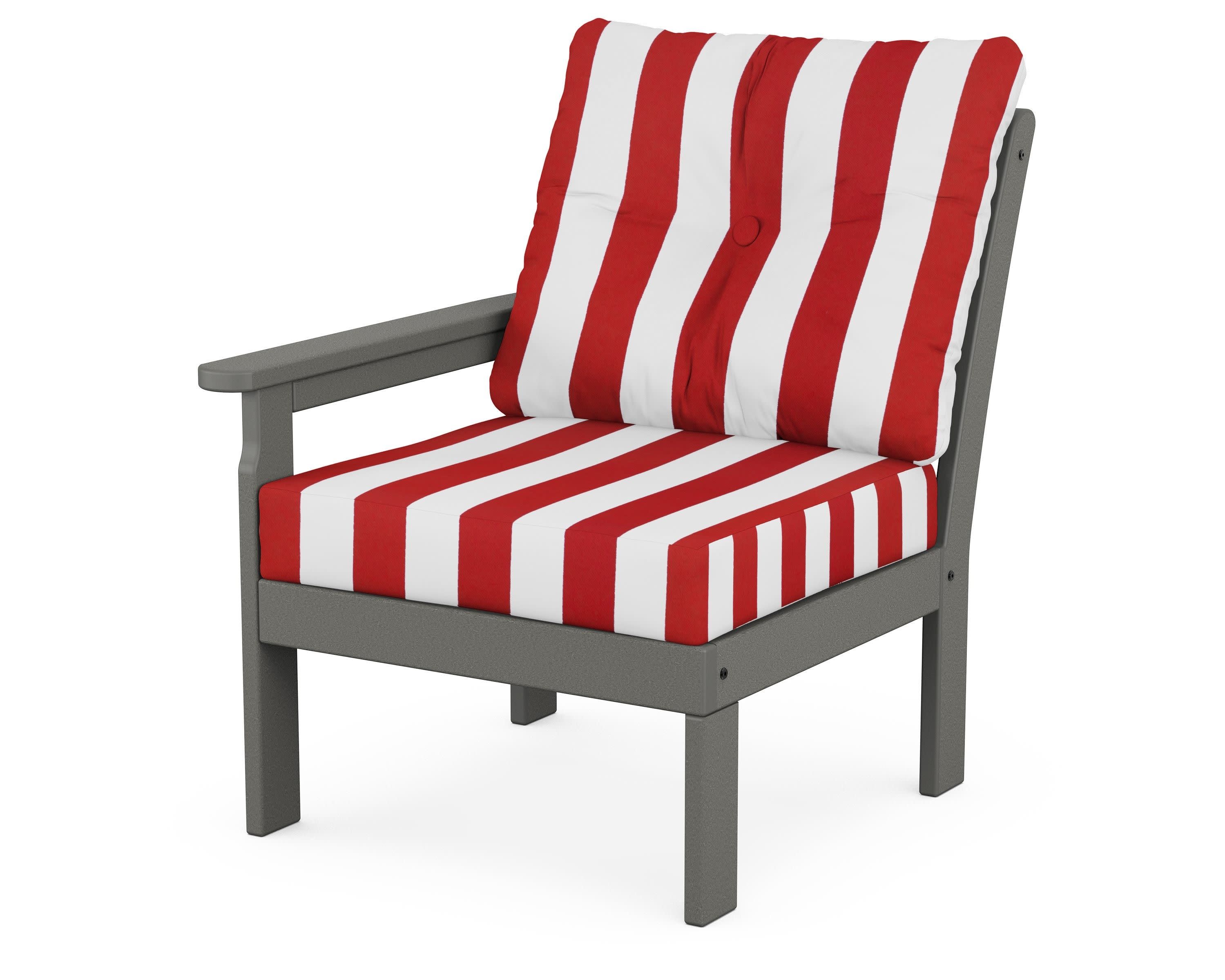 Vineyard Modular Left Arm Chair in Slate Grey / Cabana Stripe Crimson