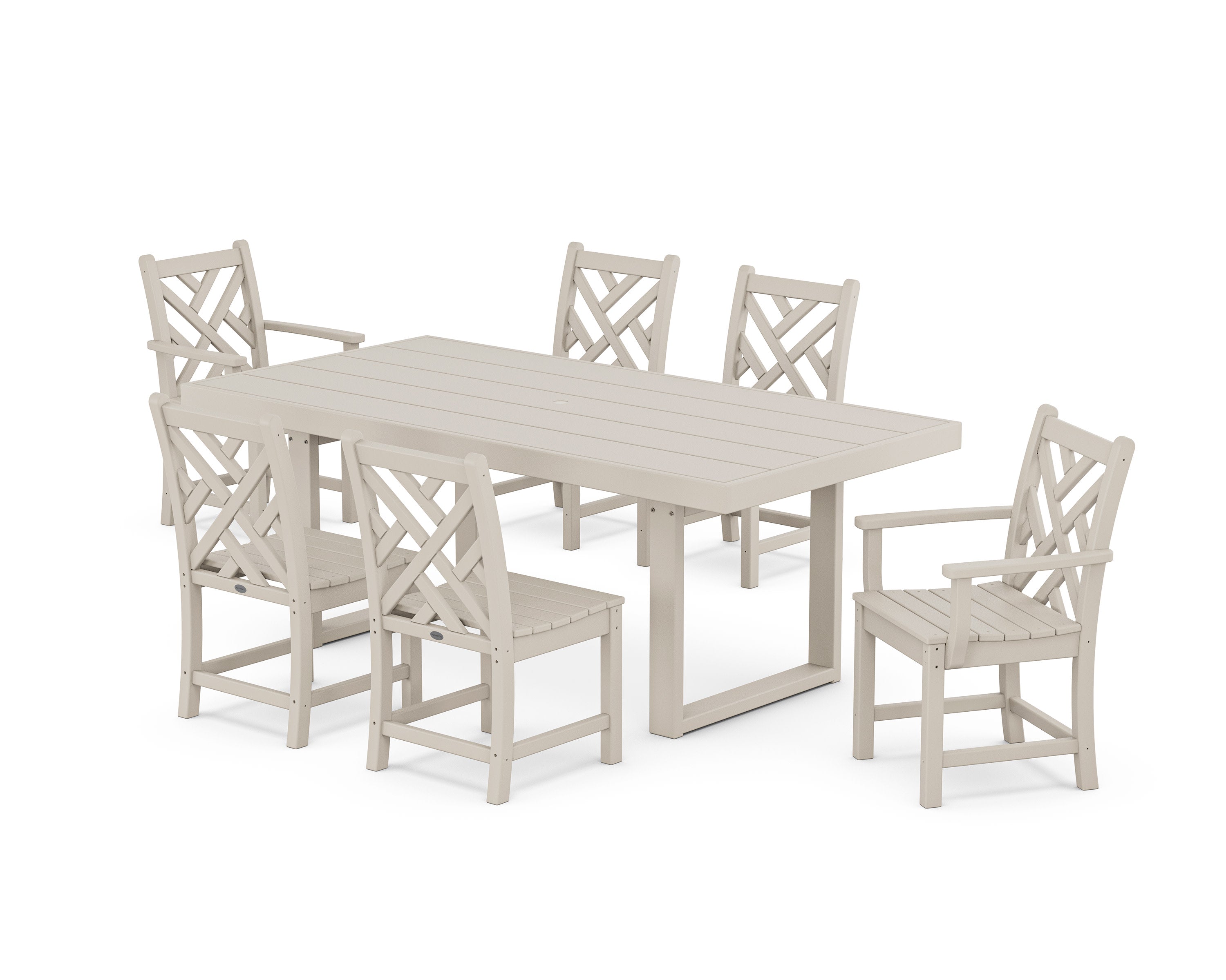 Chippendale 7-Piece Dining Set in Sand