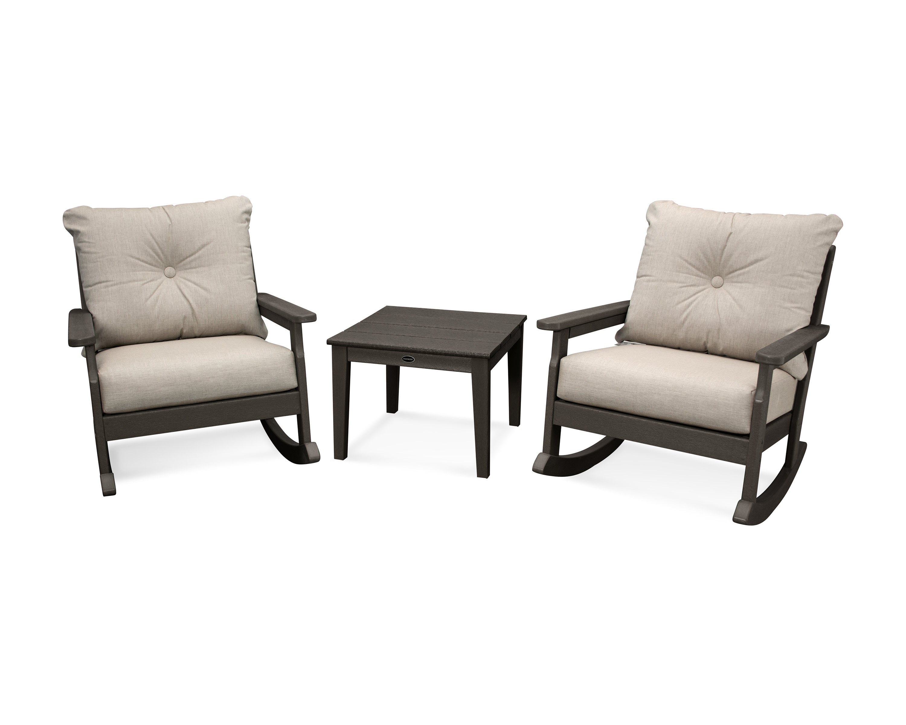 Vineyard 3-Piece Deep Seating Rocker Set in Vintage Coffee / Cast Ash