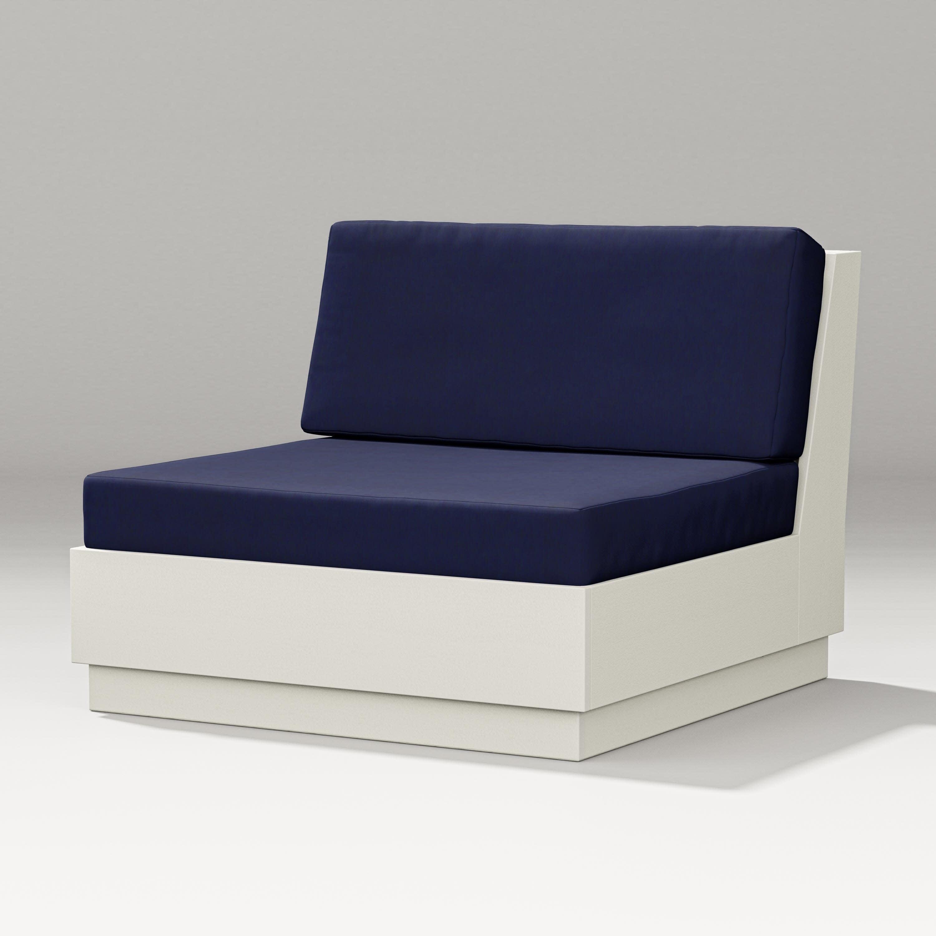 Elevate Modular Armless Chair in Vintage White / Navy