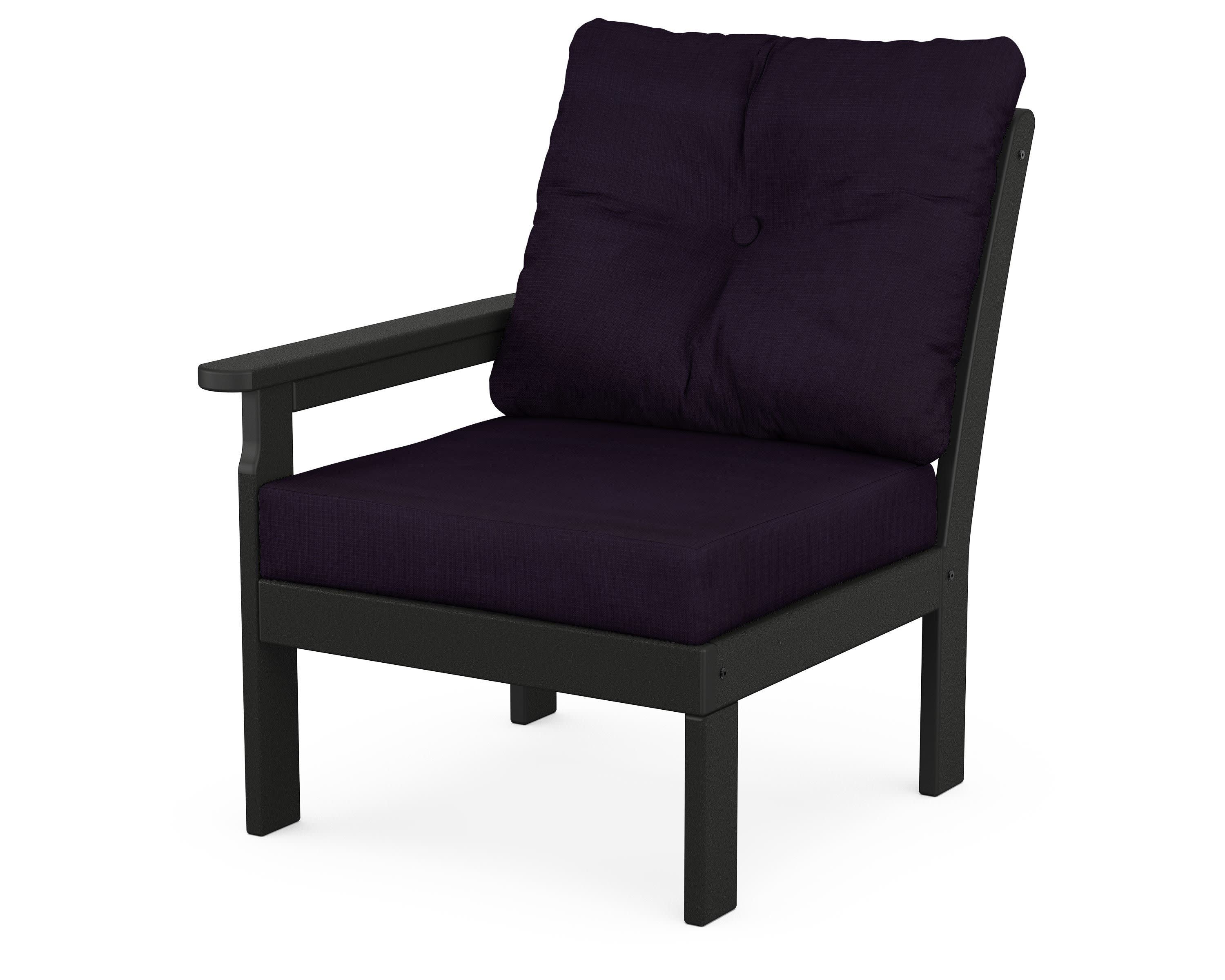 Vineyard Modular Left Arm Chair in Black / Navy Linen