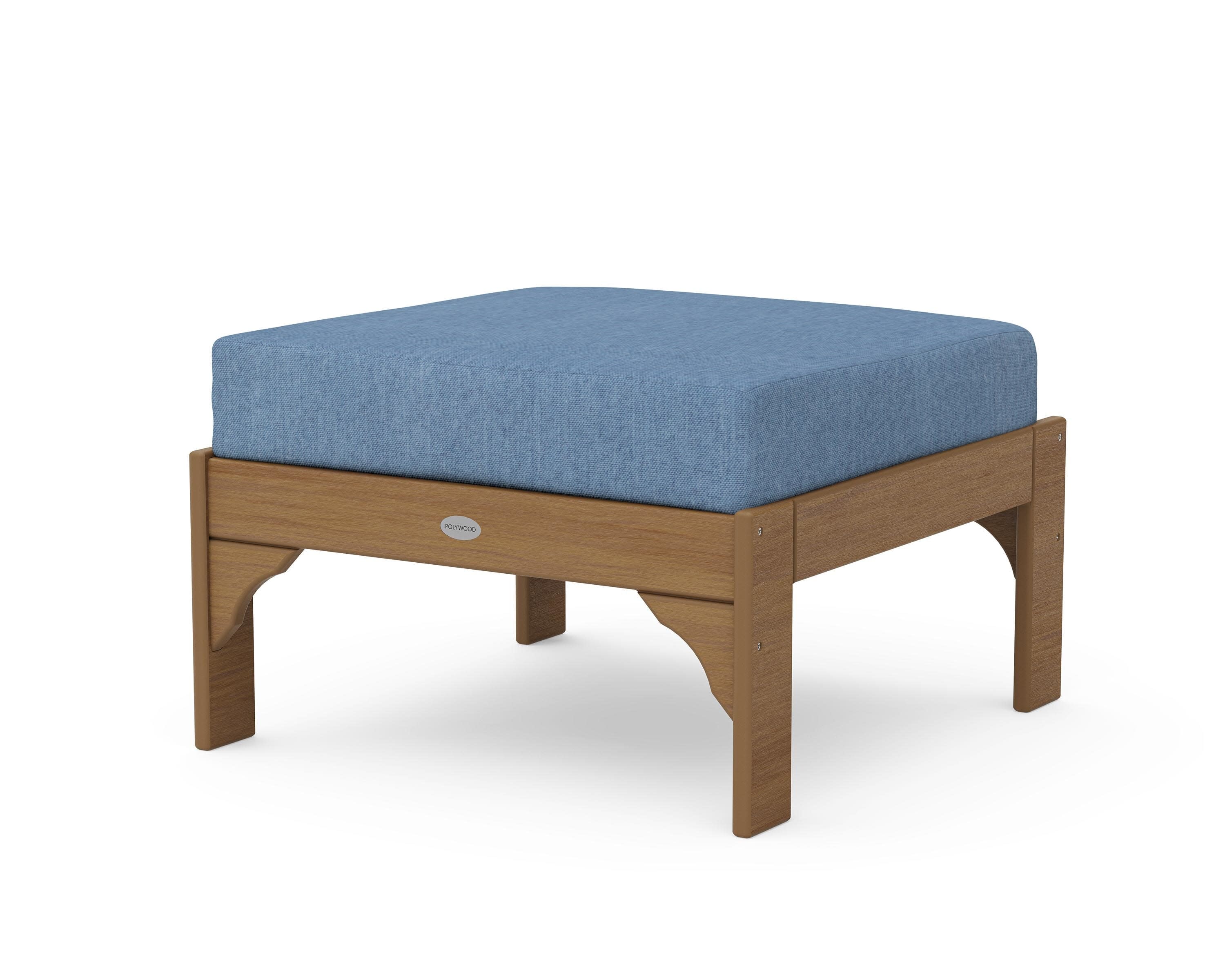 Vineyard Deep Seating Ottoman in Natural / Sky Blue