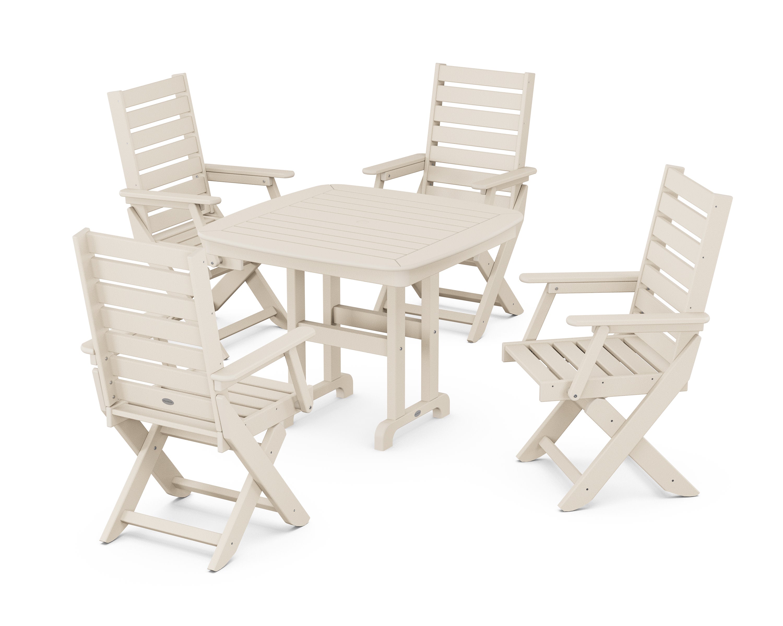 Captain Folding Chair 5-Piece Dining Set in Sand