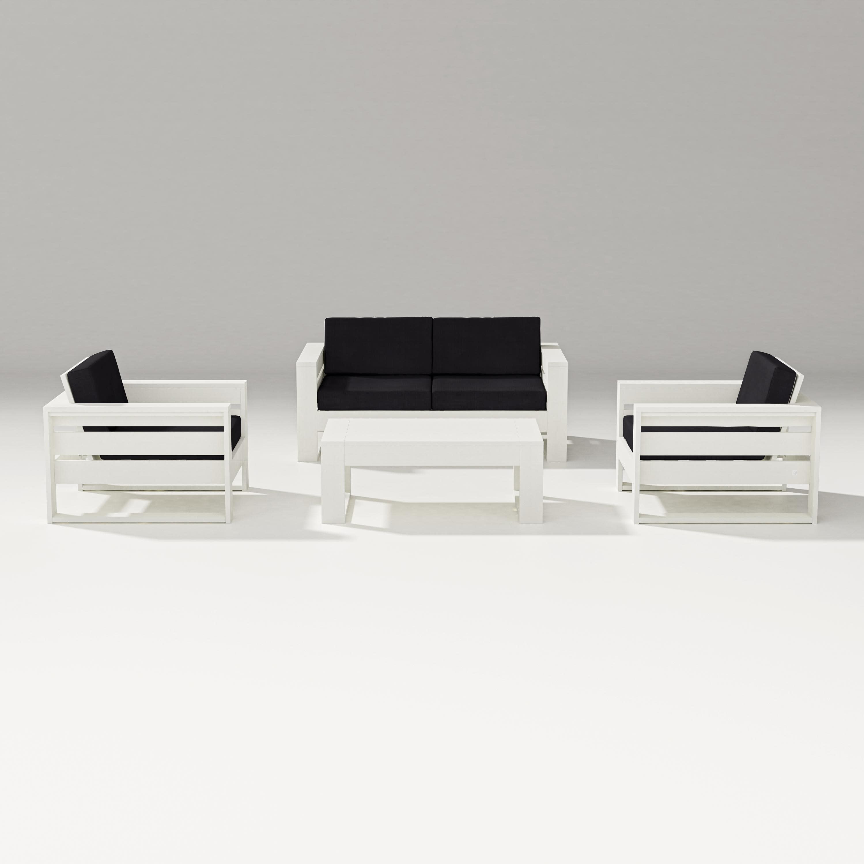 Latitude 4-Piece Lounge Loveseat Set in Vintage White / Midnight Linen