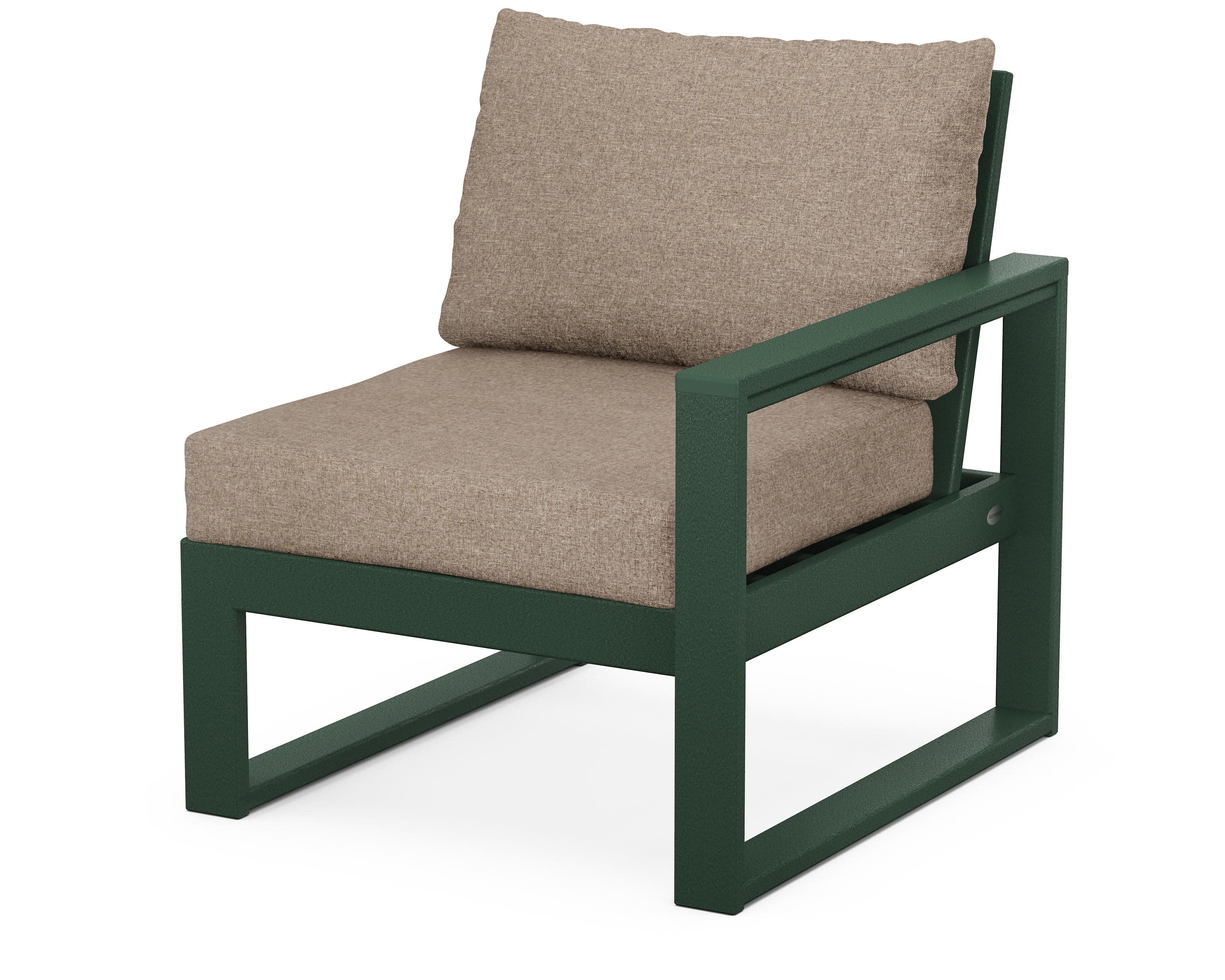 EDGE Modular Right Arm Chair in Green / Spiced Burlap