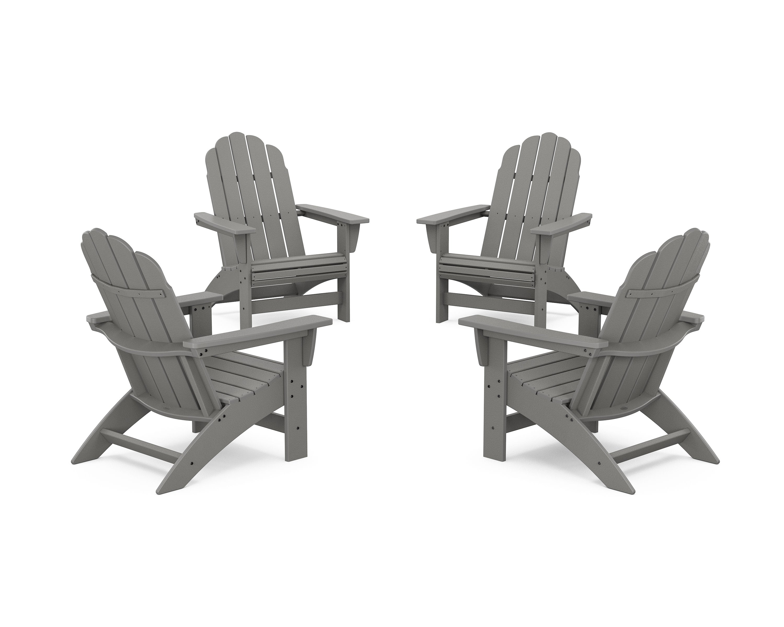 4-Piece Vineyard Grand Adirondack Chair Conversation Set in Slate Grey