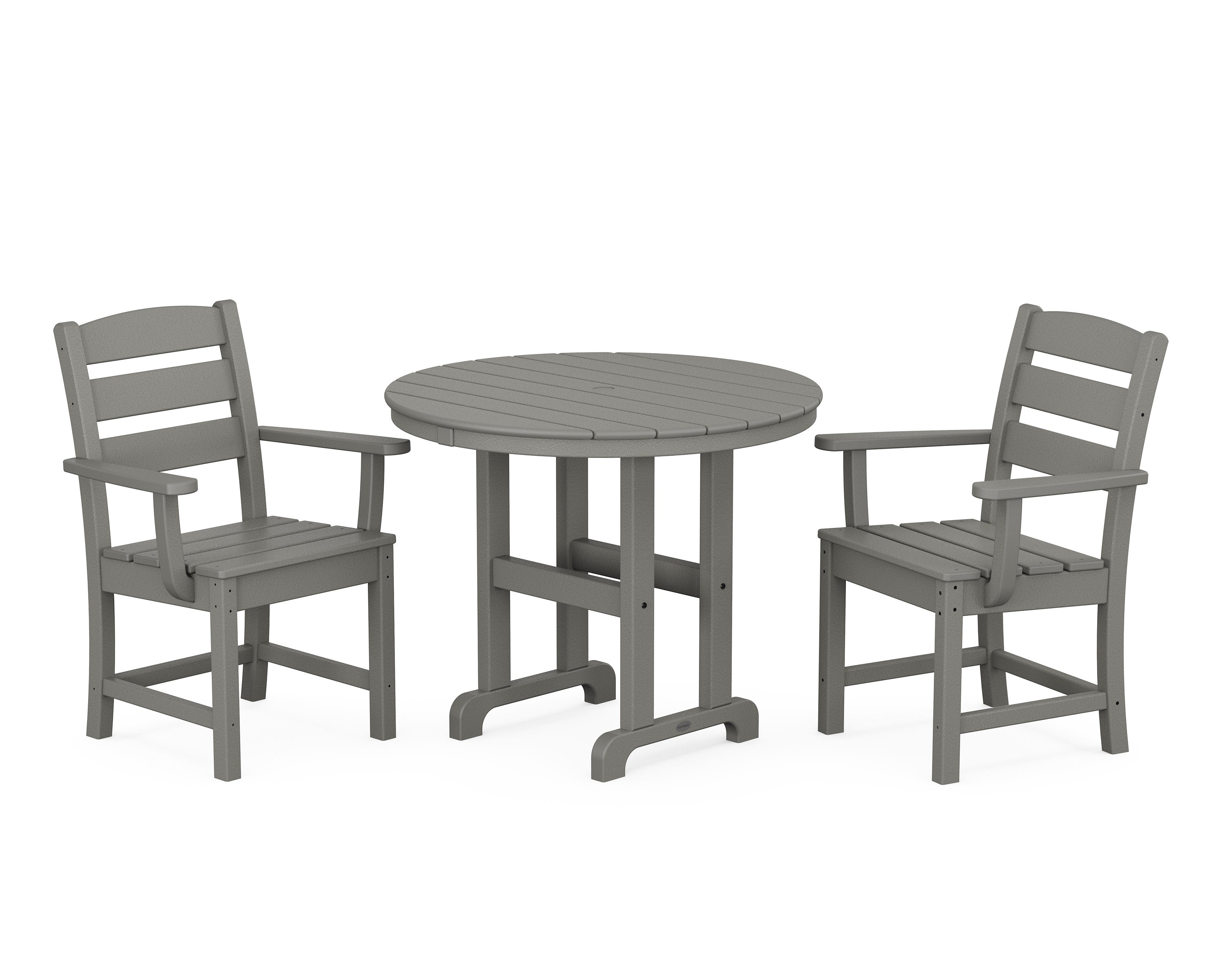 Lakeside 3-Piece Round Dining Set in Slate Grey