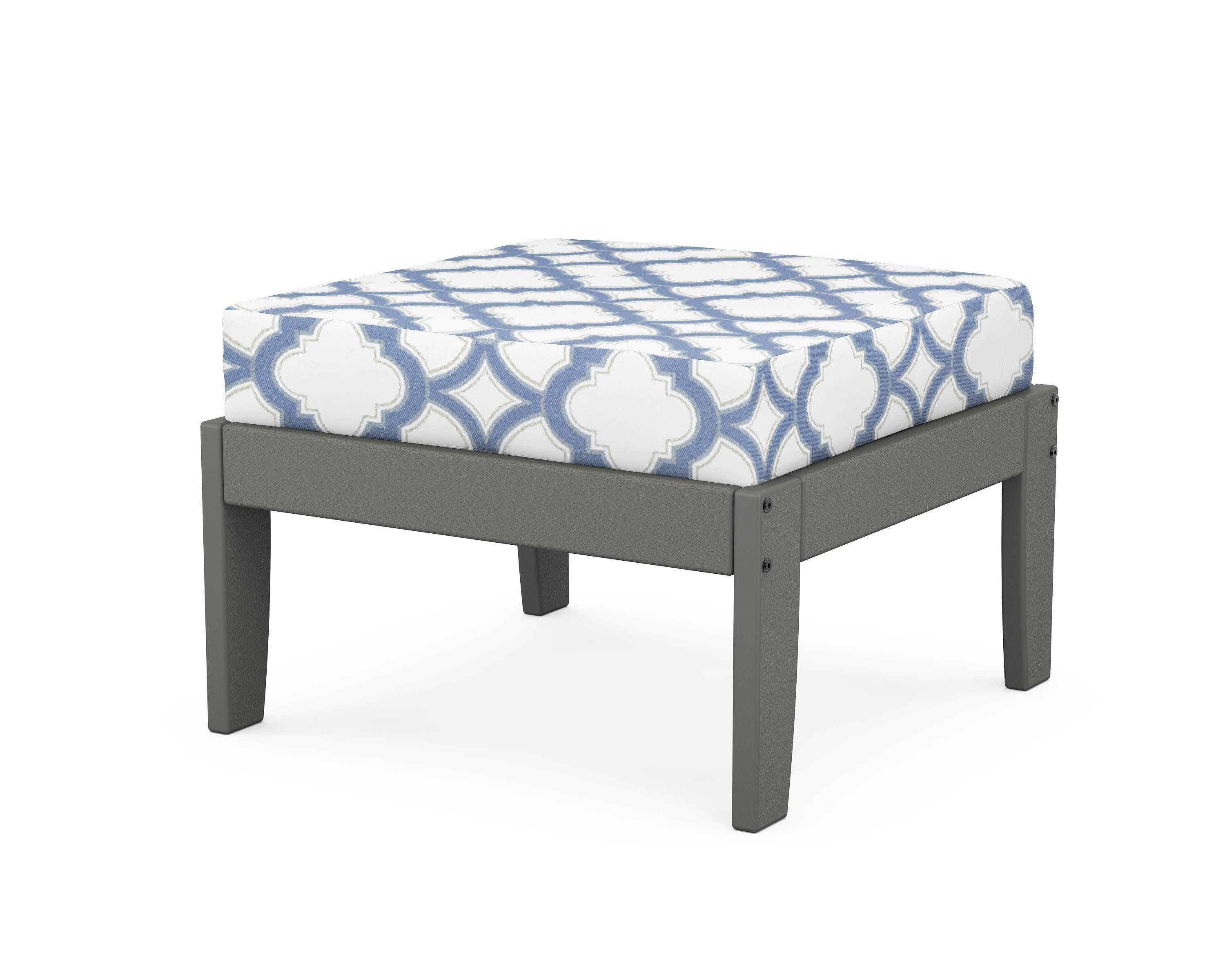Modular Ottoman - Classic in Slate Grey / Trellis Sky Blue