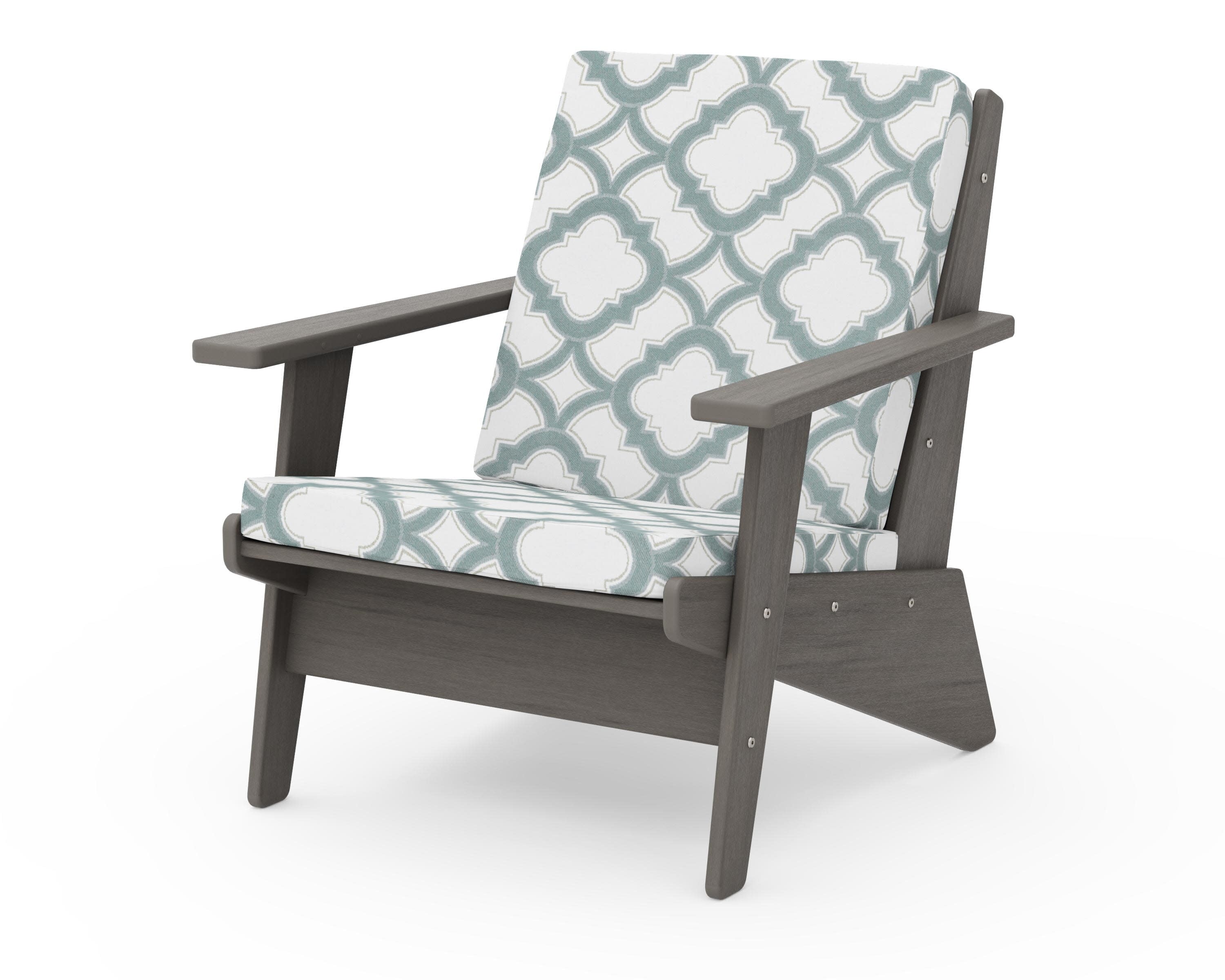 Riviera Modern Lounge Chair in Driftwood / Trellis Glacier Spa