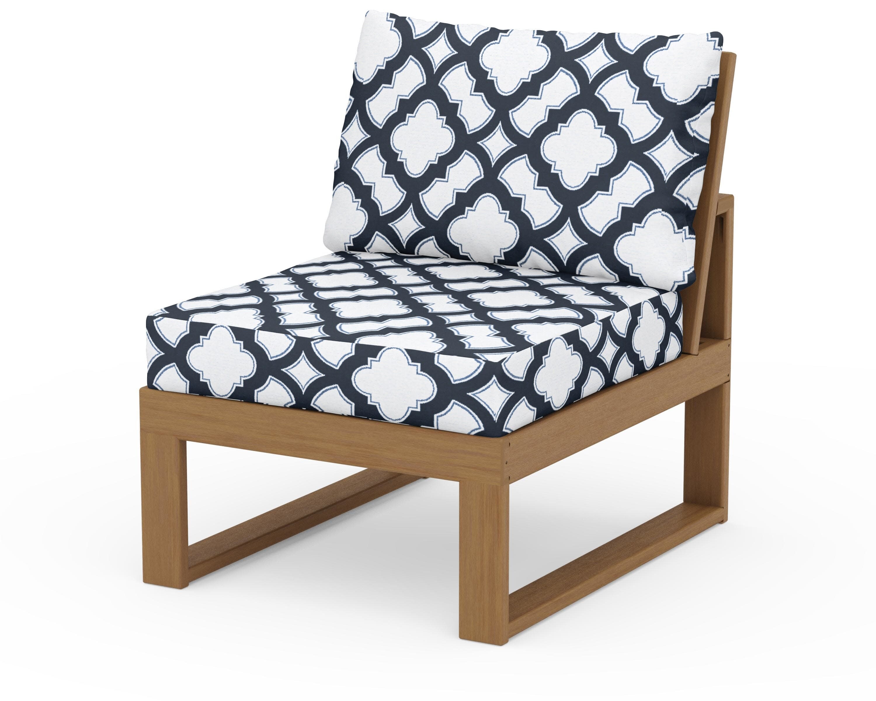 Modular Armless Chair in Natural / Trellis Marine Indigo