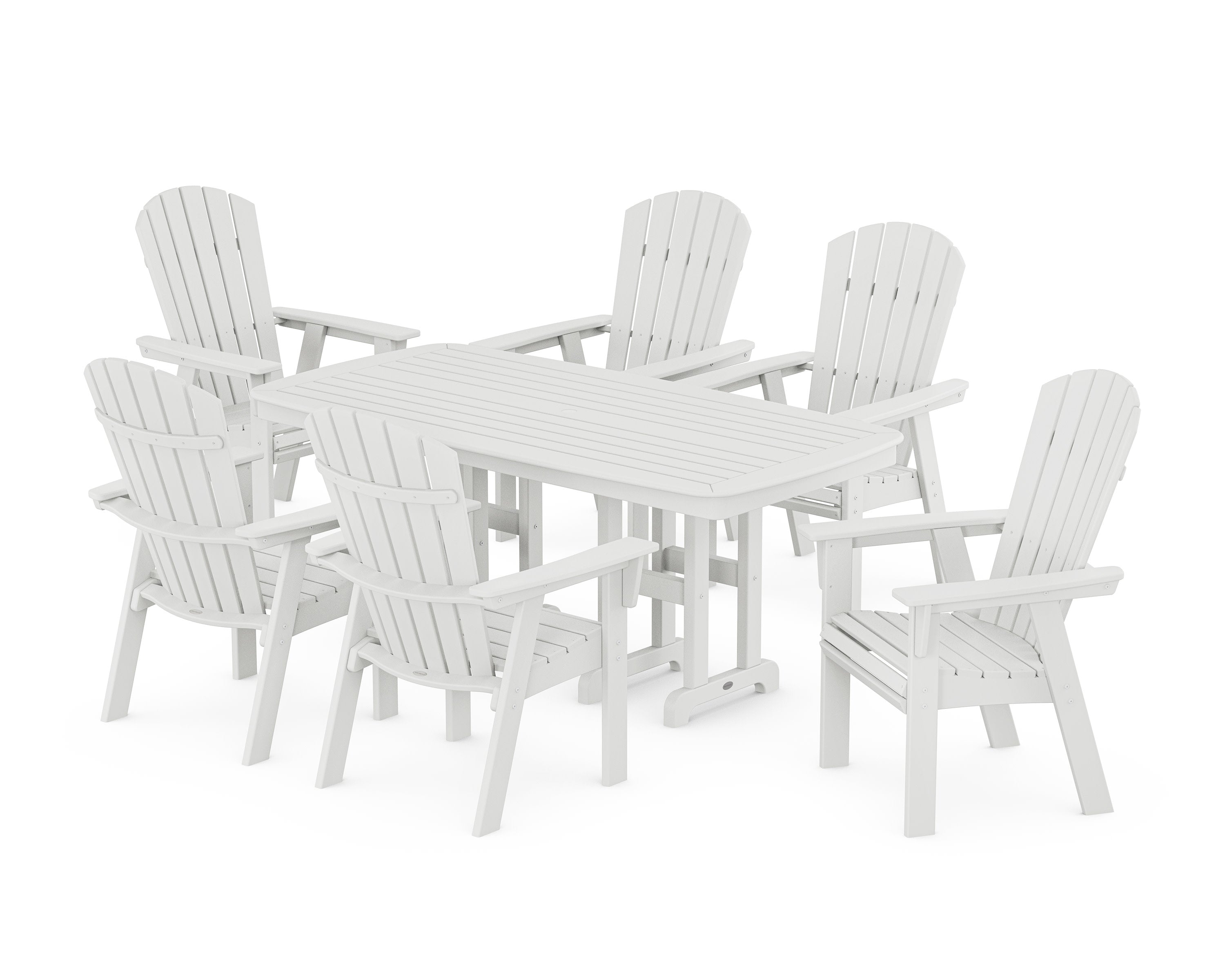 Nautical Curveback Adirondack 7-Piece Dining Set in White