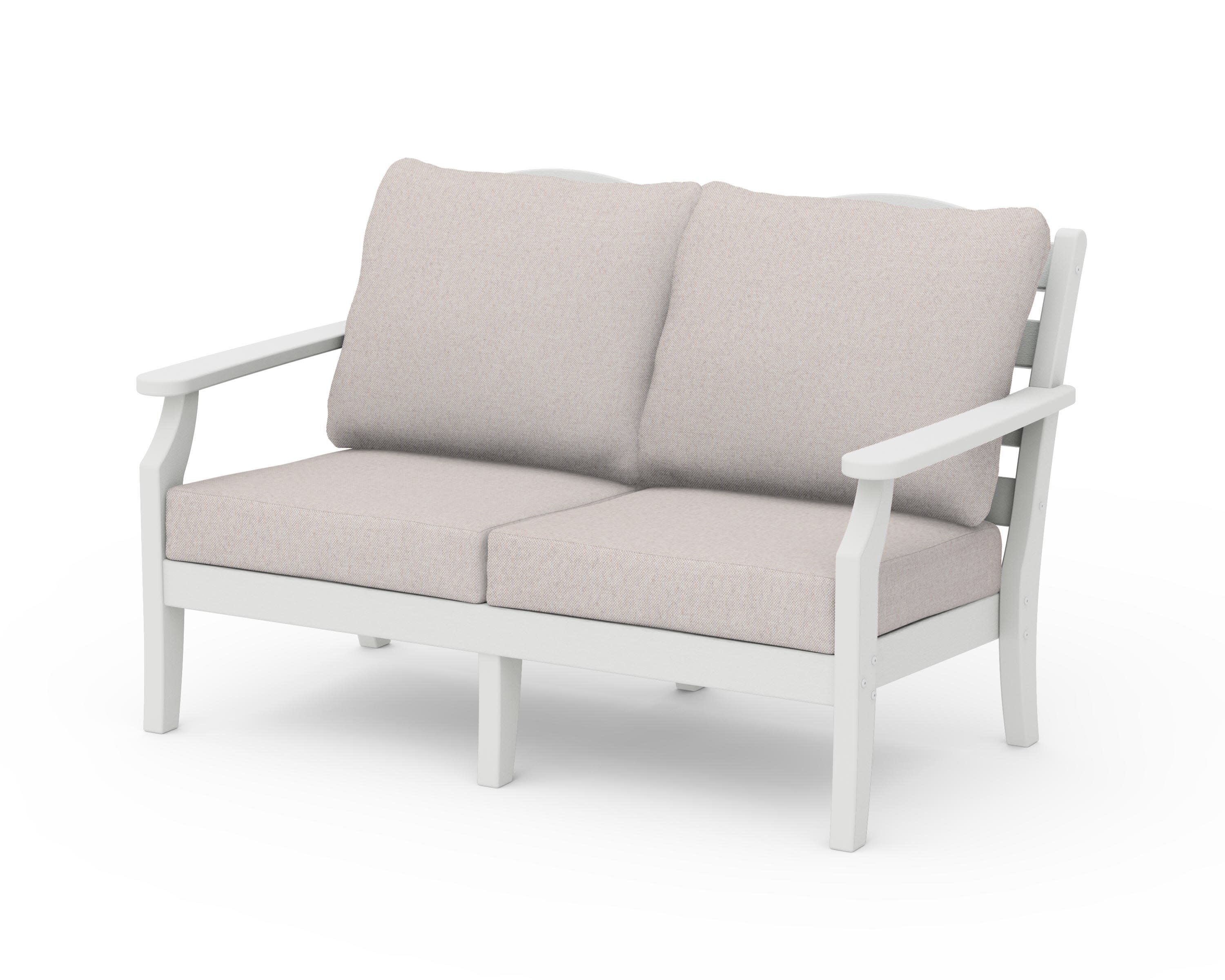 Savannah Deep Seating Loveseat in Vintage White / Dune Burlap