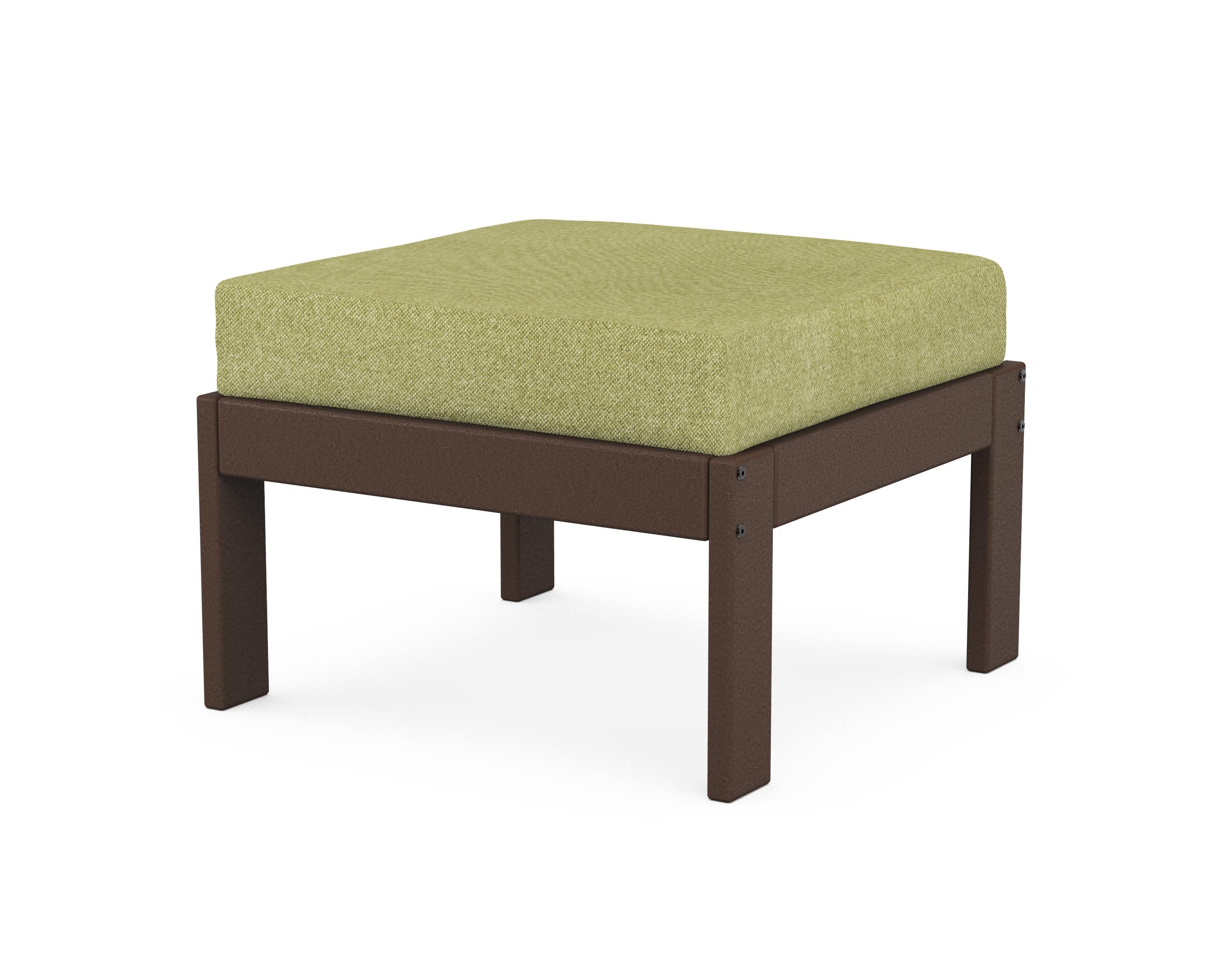 Vineyard Modular Ottoman in Mahogany / Chartreuse Boucle