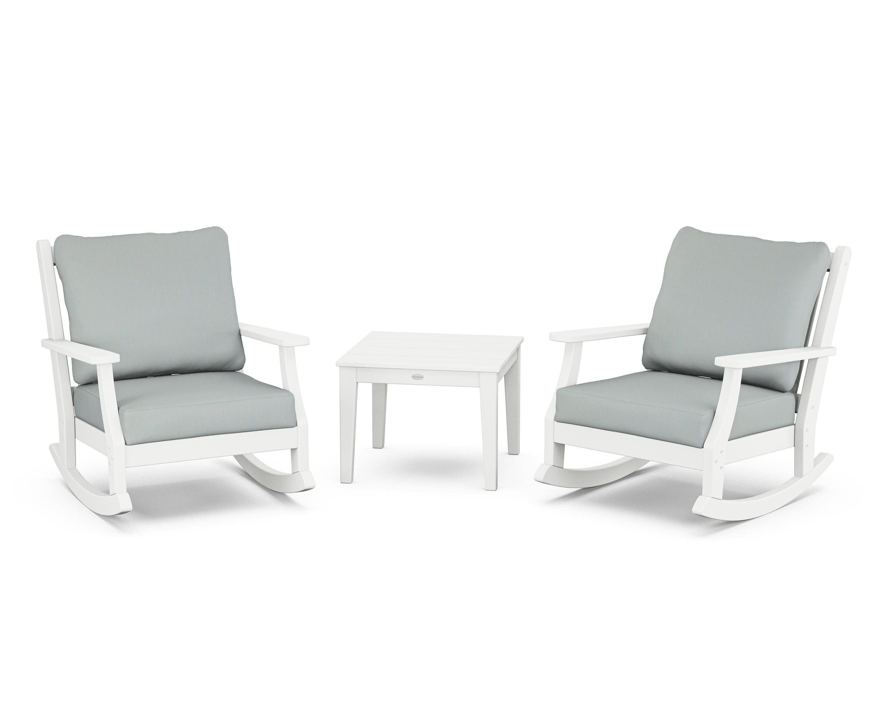 Wovendale 3-Piece Deep Seating Rocker Set in White / Spa