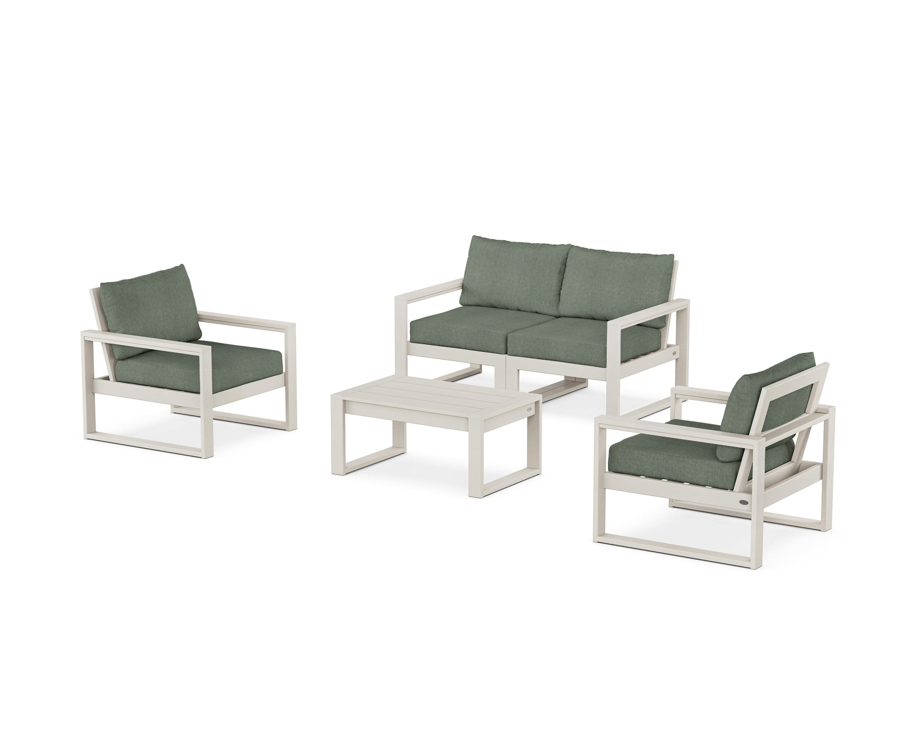 EDGE Sectional 4-Piece Deep Seating Set with Loveseat in Sand / Cast Sage