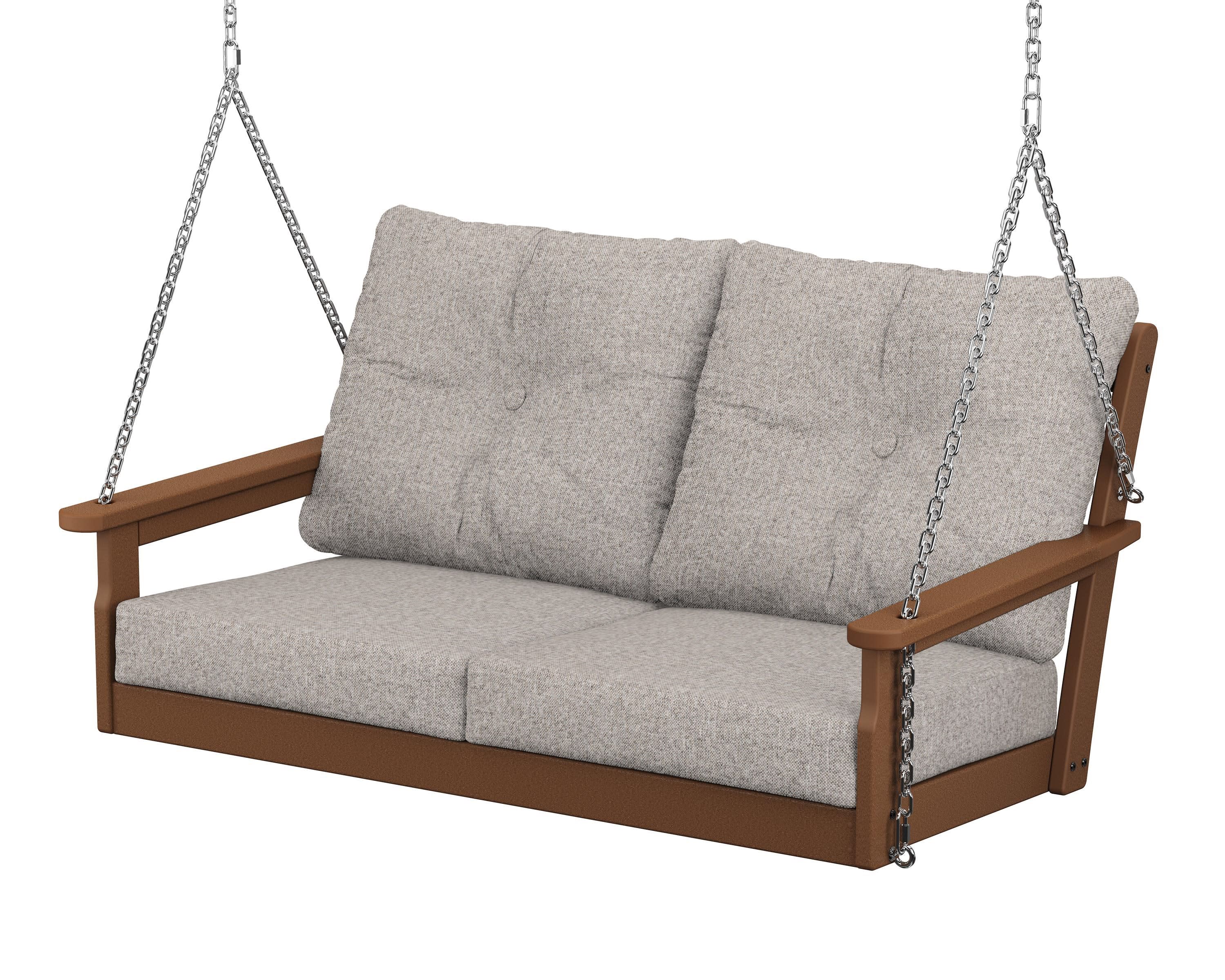 Vineyard Deep Seating Swing in Teak / Weathered Tweed